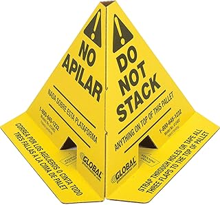 Global Industrial TrilingualinchesDo Not Stackinches Pallet Cones, Yellow, 50 Pack