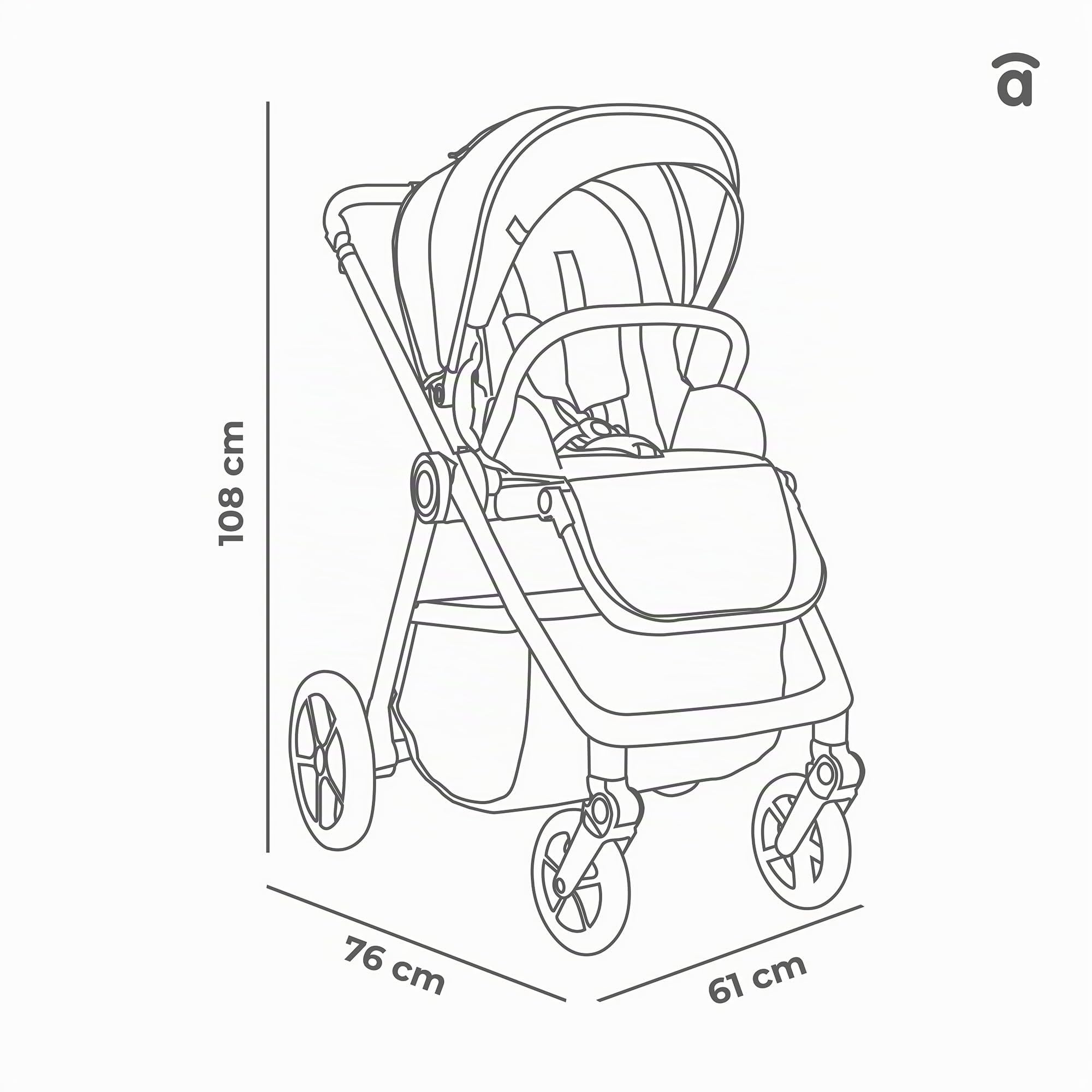 ASALVO Carrito Bebé 2 en 1 con Capazo y Silla de Paseo, Hasta 22 kg, Plegado Libro Compacto, Suspensión Total, Arnés de 5 Puntos, Dúo Coco Verde