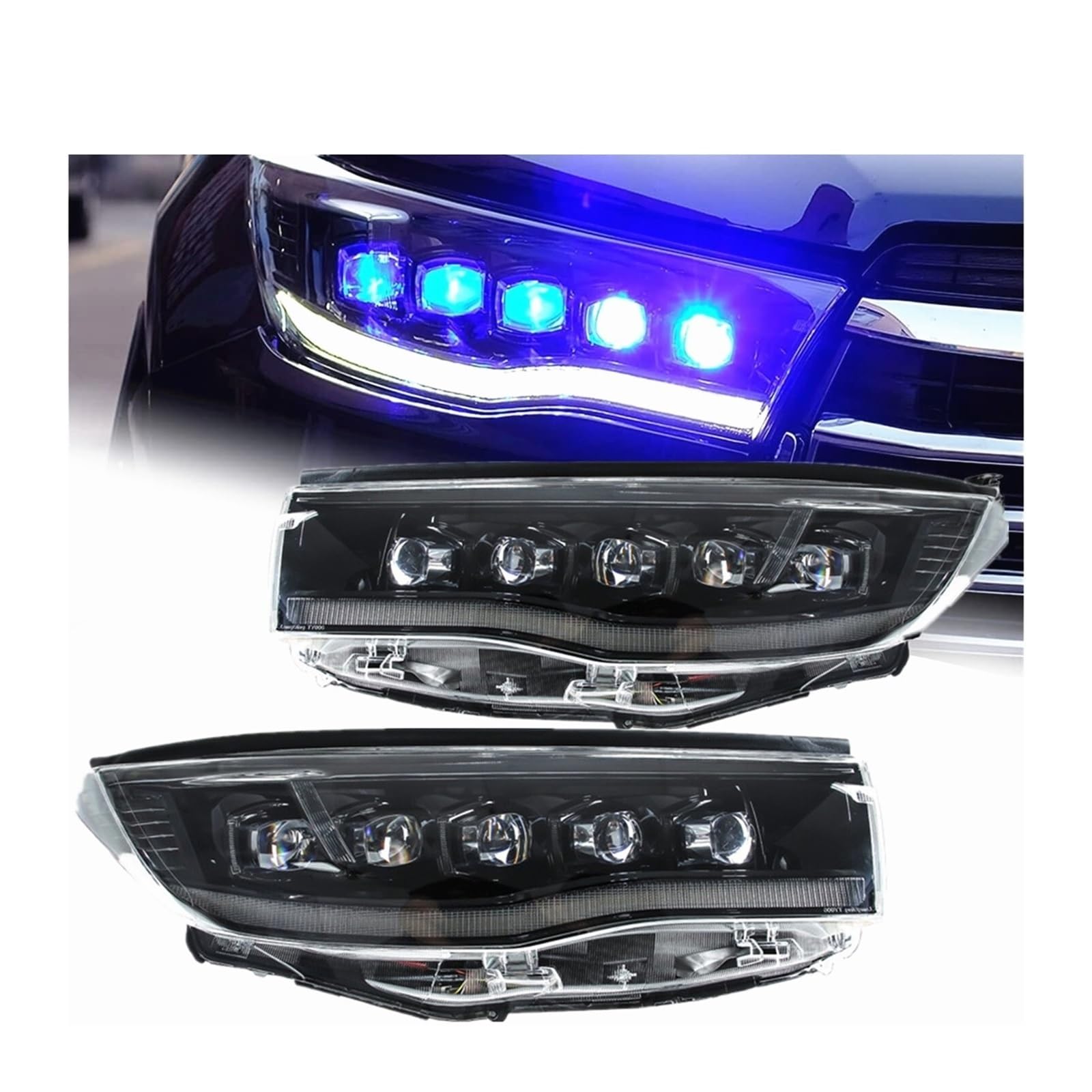 Car Accessories Front DRL Hi Low Beam LED Dynamic Turn Signal Lights Assembly Compatible With Toyota Compatible With Highlander 2015 2016 2017