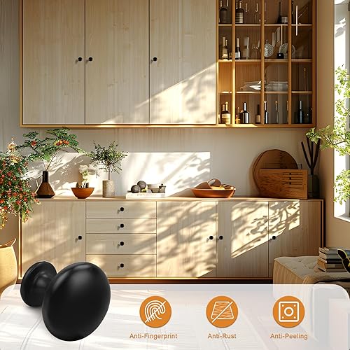 Miniatura 4 de Probrico Paquete de 25 pomos negros para gabinete, tiradores y manijas sólidas para cajones de armario de cocina, herrajes para muebles