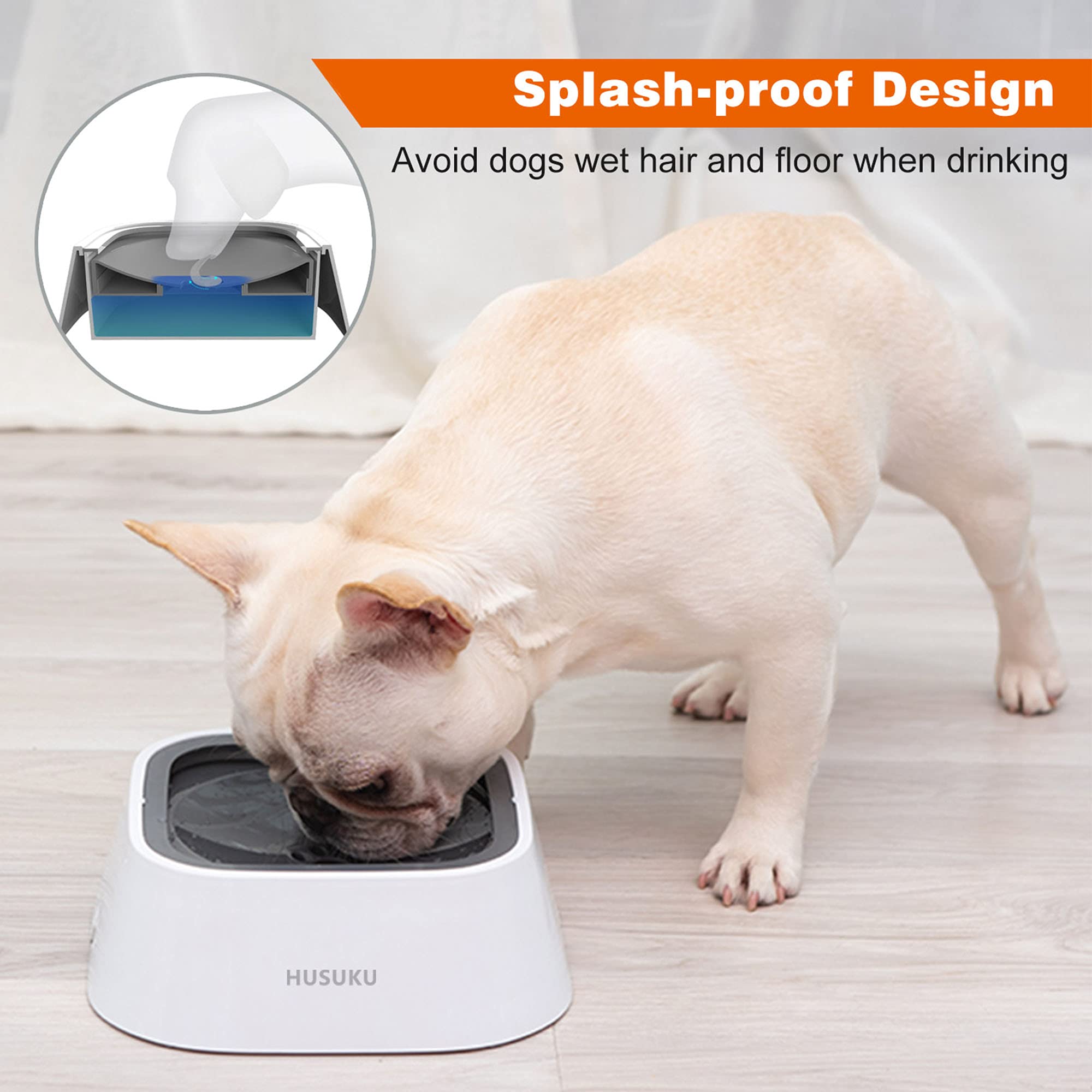 Dog Bowl Dog Water Bowl Pet Water Bowl Slow Water Feeder Dog Bowl No-Slip Pet Water Dispenser 35oz Feeder Bowl 2