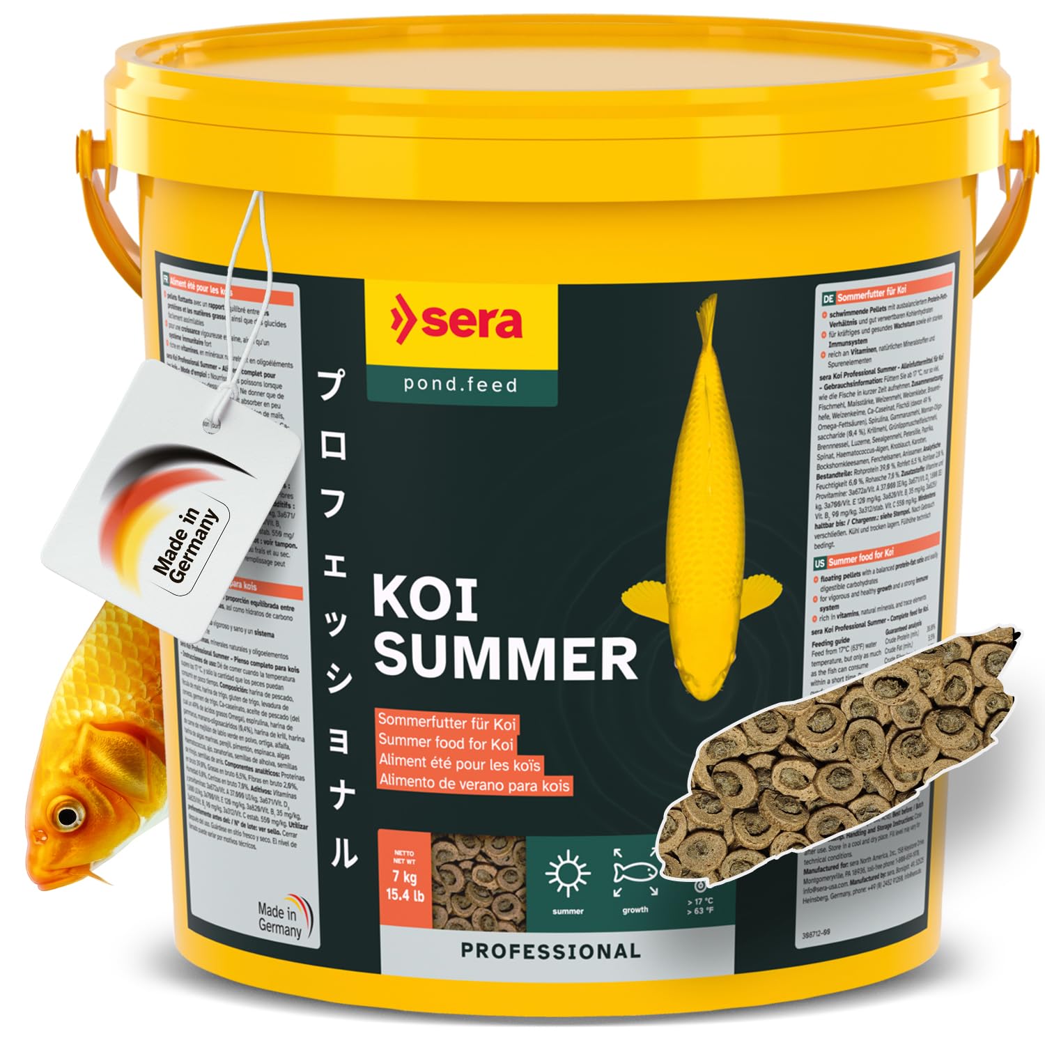 sera Koi Professional Summer 15.43lb | Energizing for Warm Seasons | Optimal Growth & Strong Immune System | Rich in Vitamins, Minerals, Proteins | for Water Temperatures Above 63°F
