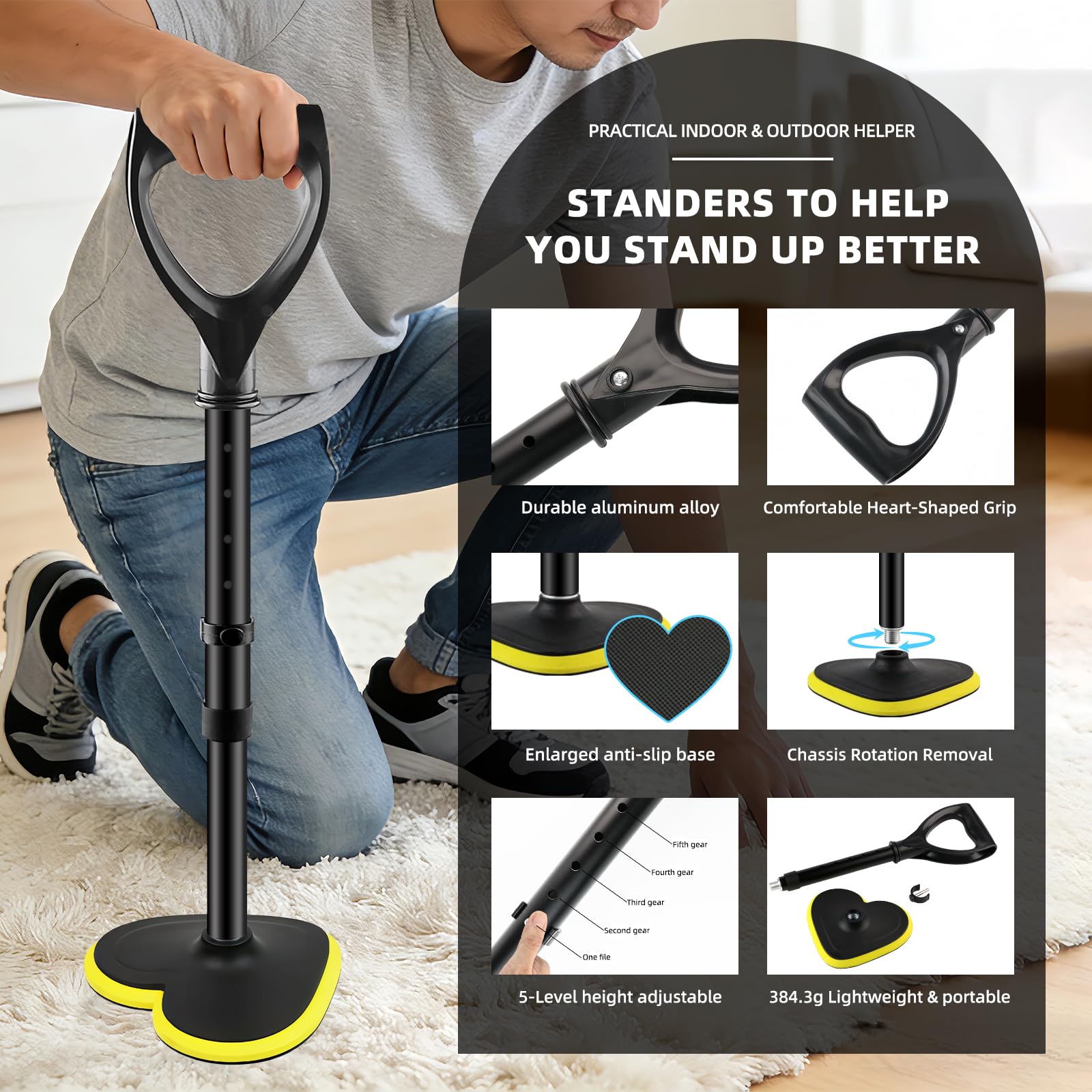 Standing Aid for Seniors - Adjustable Height -4