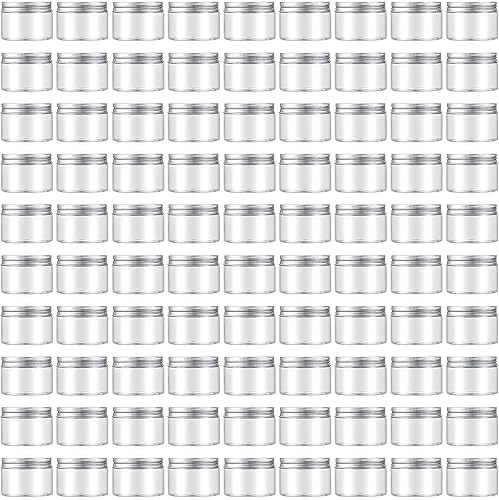 Dandat 80 tarros de plástico transparente de 4 onzas con tapas de rosca, recipientes de almacenamiento recargables para cocina y uso doméstico