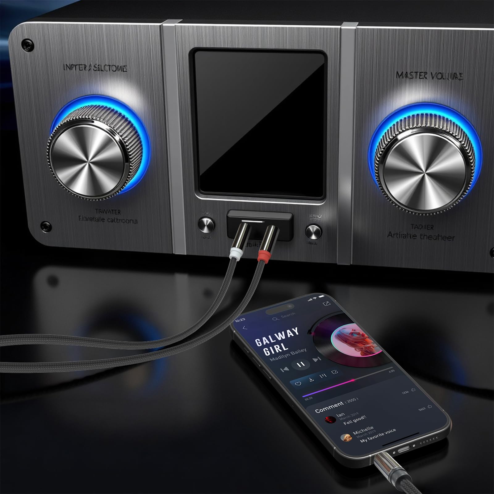 Cyberguys! Câble audio stéréo 3,5 mm vers double 1/4, TRS 1/8 vers double 1/4 TS, câble adaptateur tressé doré, câbles stéréo de 3,5 mm pour mixeur, moniteur de studio, amplificateur, haut-parleur