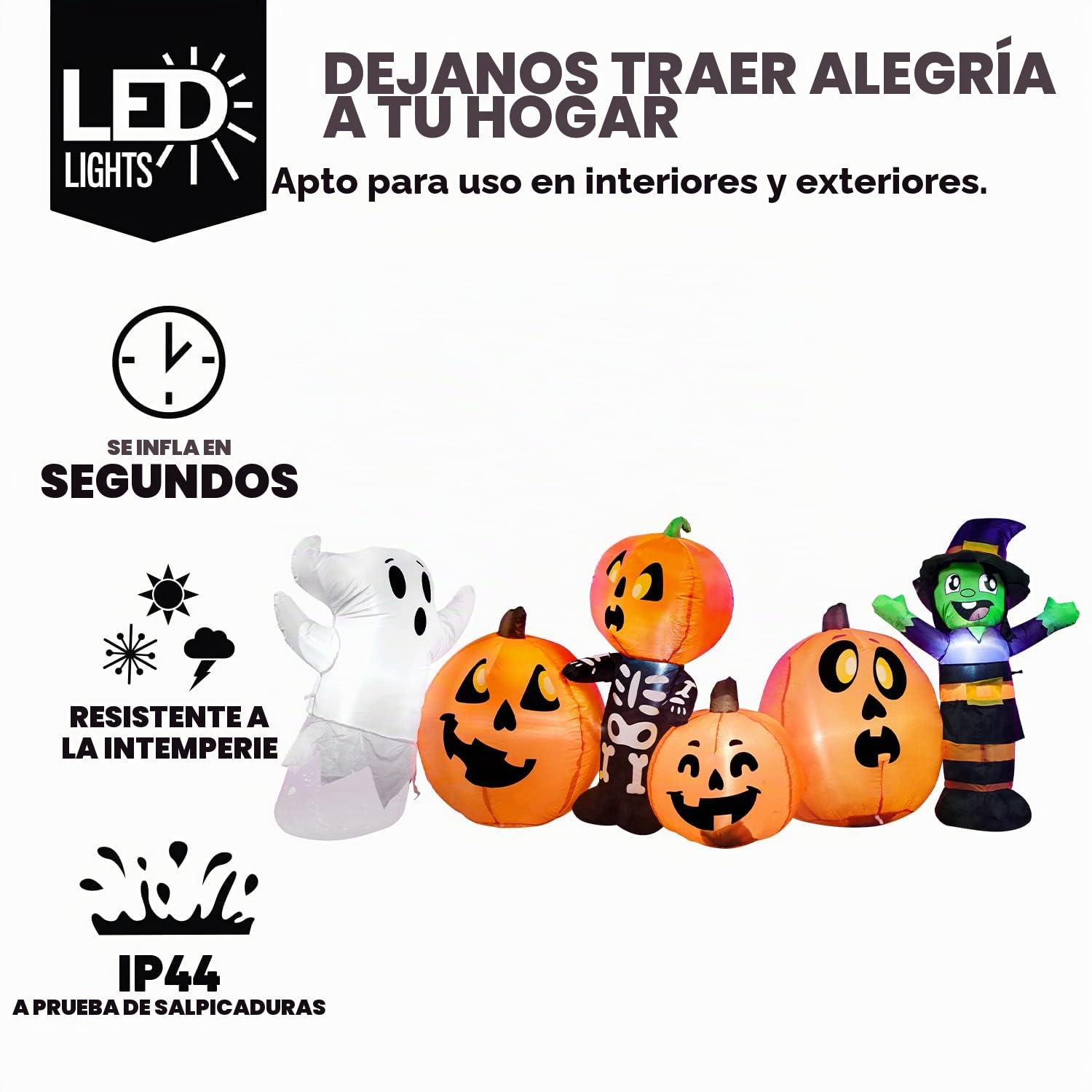 Joiedomi Inflable de Halloween de 8 pies de Largo, Tres Personajes de Halloween y Parche de Calabaza inflables con LED Integrados para Fiesta de Halloween en Interiores, Exteriores, Patio, césped,