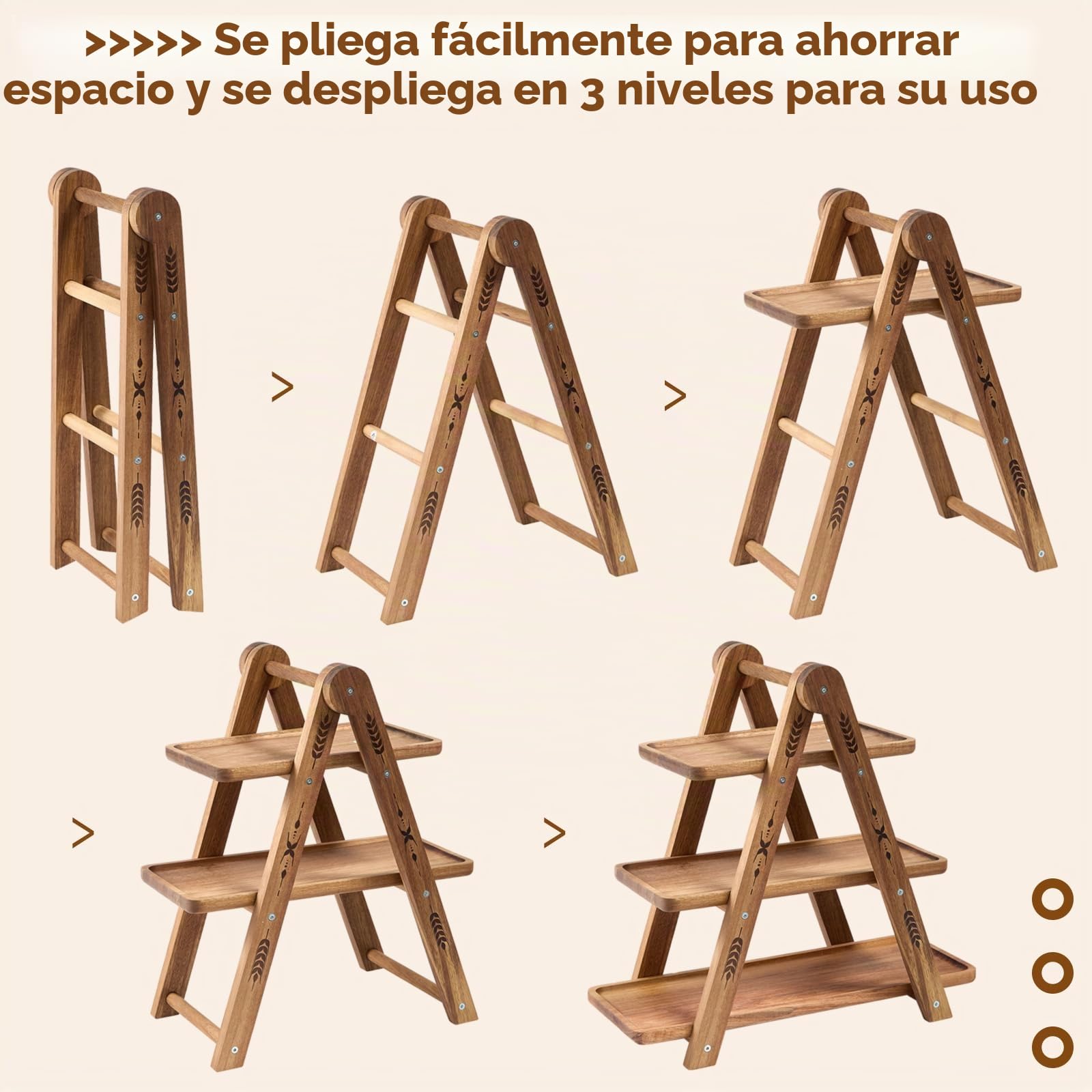 DUJUST Porta Tartas de Madera para 24 Cupcakes, Soporte Tarta de 3 pisos con Superficie de Grado Alimenticio, Soporte para Cupcakes para comida y juguetes, Fácil de Instalar - plegable