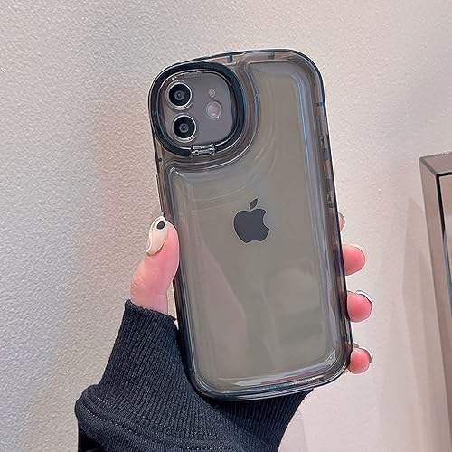 Miniatura 7 de Ownest Funda compatible con iPhone 12 con función atril transparente, diseño creativo con soporte para cámara para TPU delgada, a prueba de golpes,