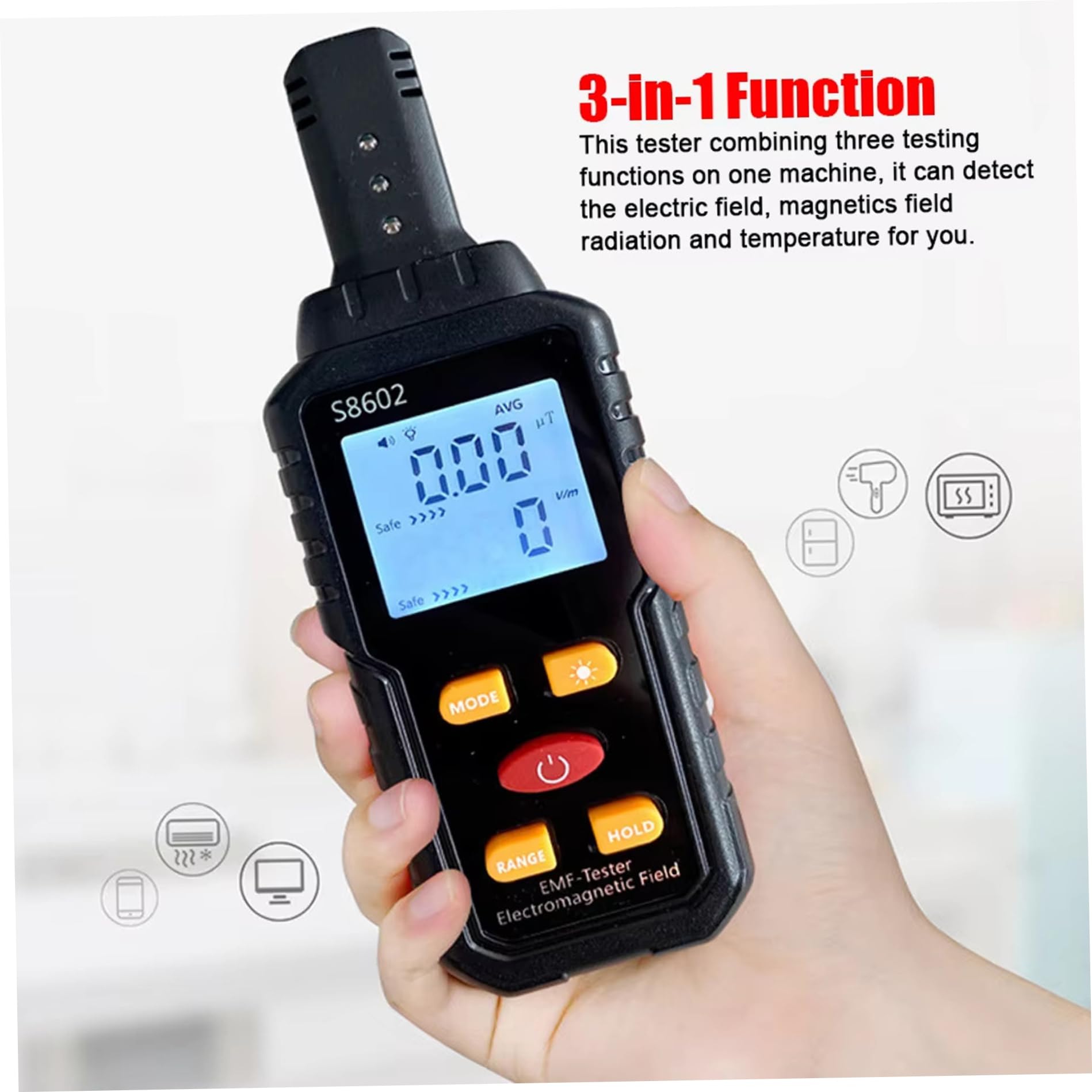 Détecteur de rayonnement Geiger Counter, LCD Affichage du détecteur de rayonnement nucléaire avec alarme sonore et lumière, compteur moniteur portable pour la maison, le bureau, le plein
