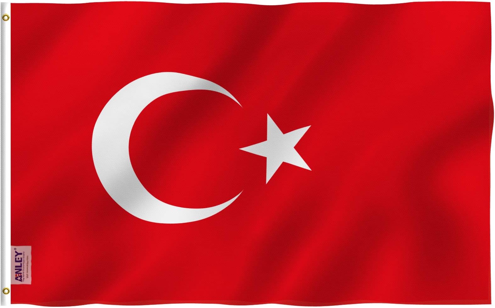 ANLEY Fly Breeze 3x5 Foot Turkey Flag - Vivid Color and Fade Proof - Canvas Header and Double Stitched - Turkish Flags Polyester with Brass Grommets 3 x 5 Ft