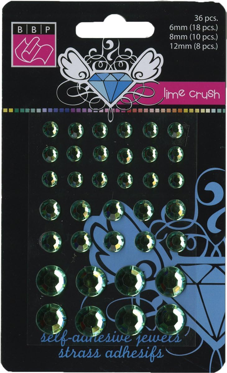 SelfAdhesive Jewels 6mm, 8mm & 12mm Mix 36/PkgLime Crush