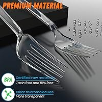 Vista 2 de Tenedores de plástico transparente de 18 cm de alta resistencia con resistente al calor y sin BPA, cubiertos de plástico sólidos y duraderos