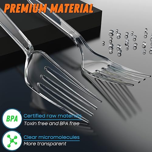 Vista 27 de 360 piezas de plástico Silver Ware resistente, 120 tenedores, 120 cucharas, 120 cuchillos, cubiertos desechables resistentes al calor y sin BPA