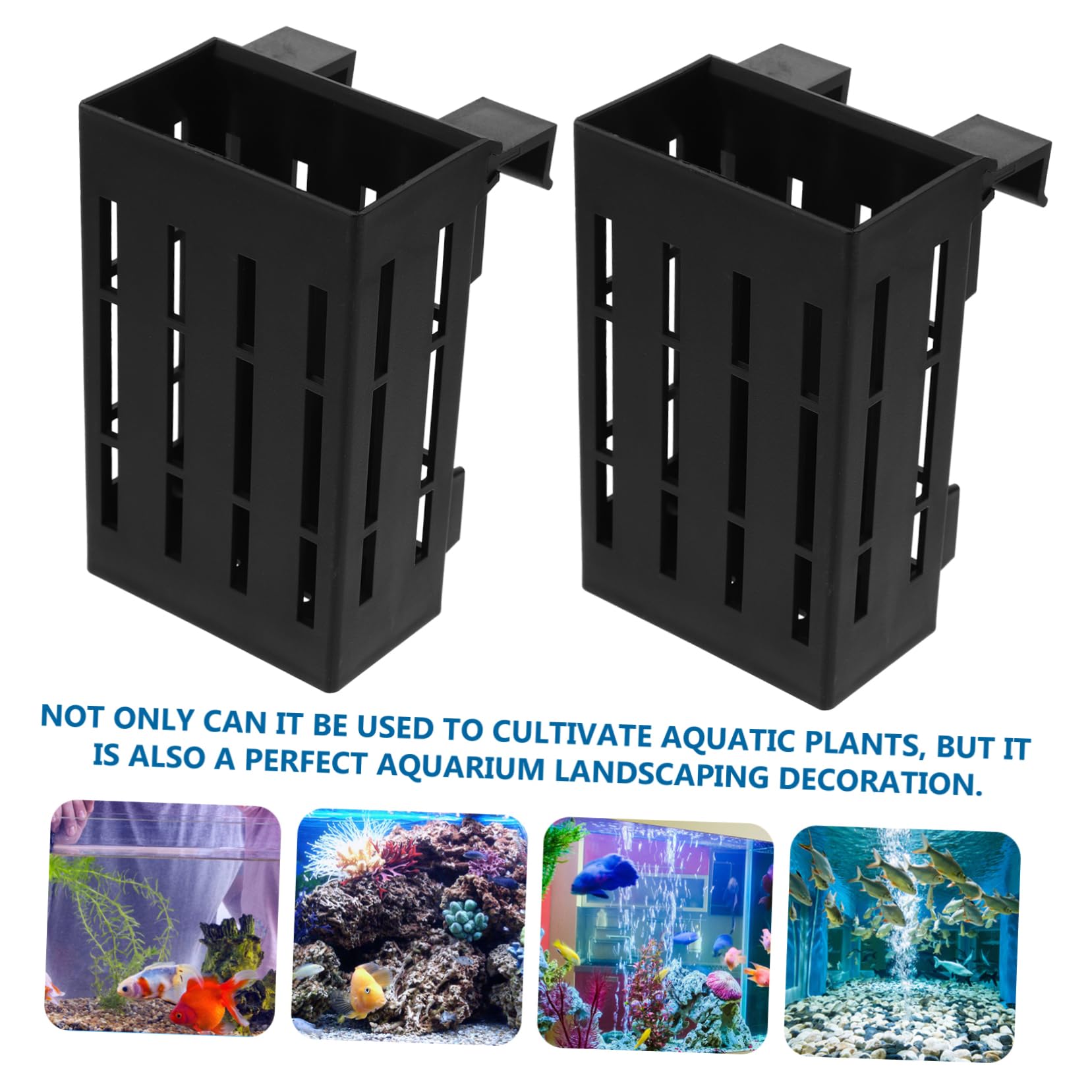 Didiseaon Supporto per Piante Acquatiche Sospeso in Plastica Nero 4 Pezzi per Acquario Fori per Flusso d'Acqua per Piante d'Acqua Dolce in Vasca Pesci