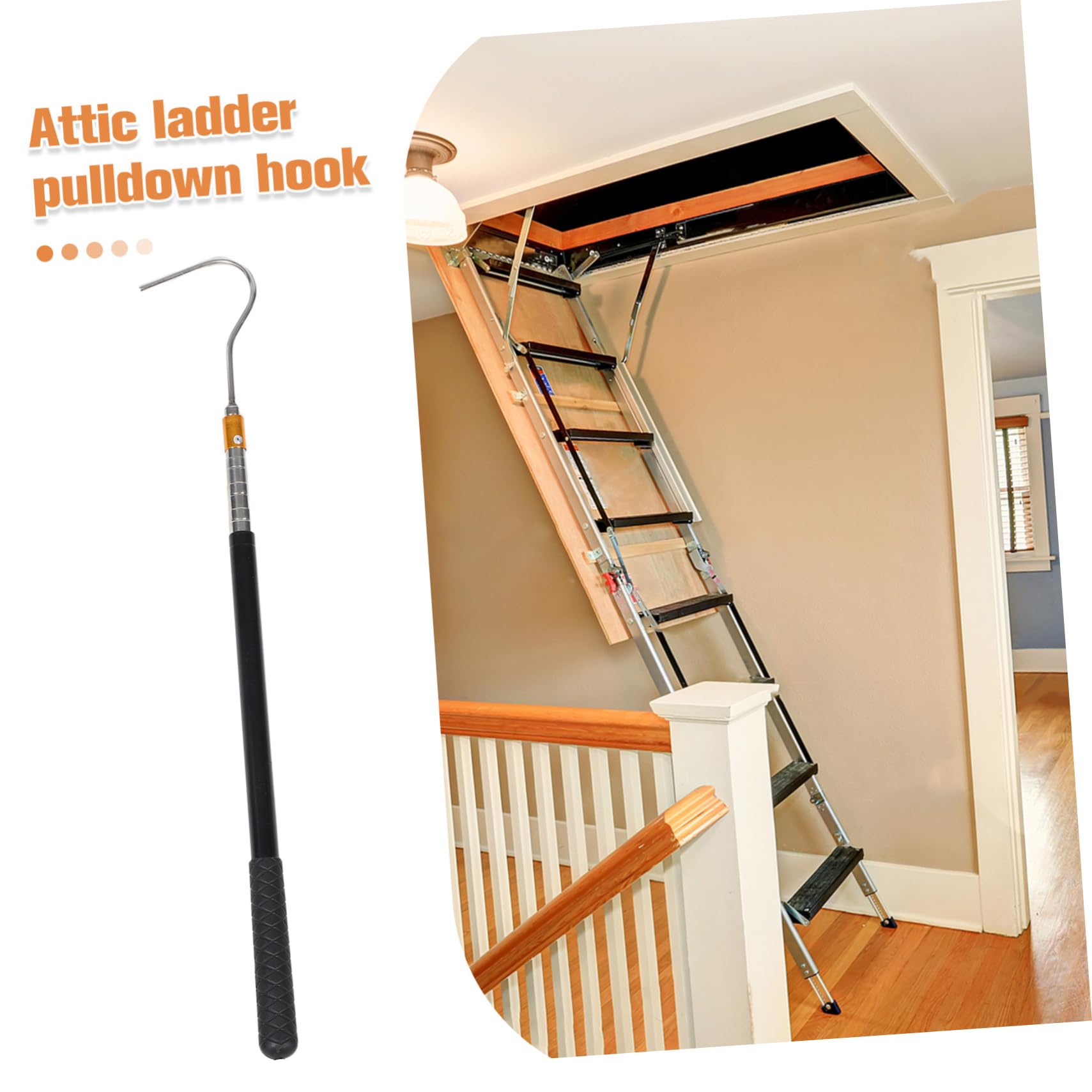 Attic Improvement Attic Pull Down System Kit - 50 Inch Extension Hook ...