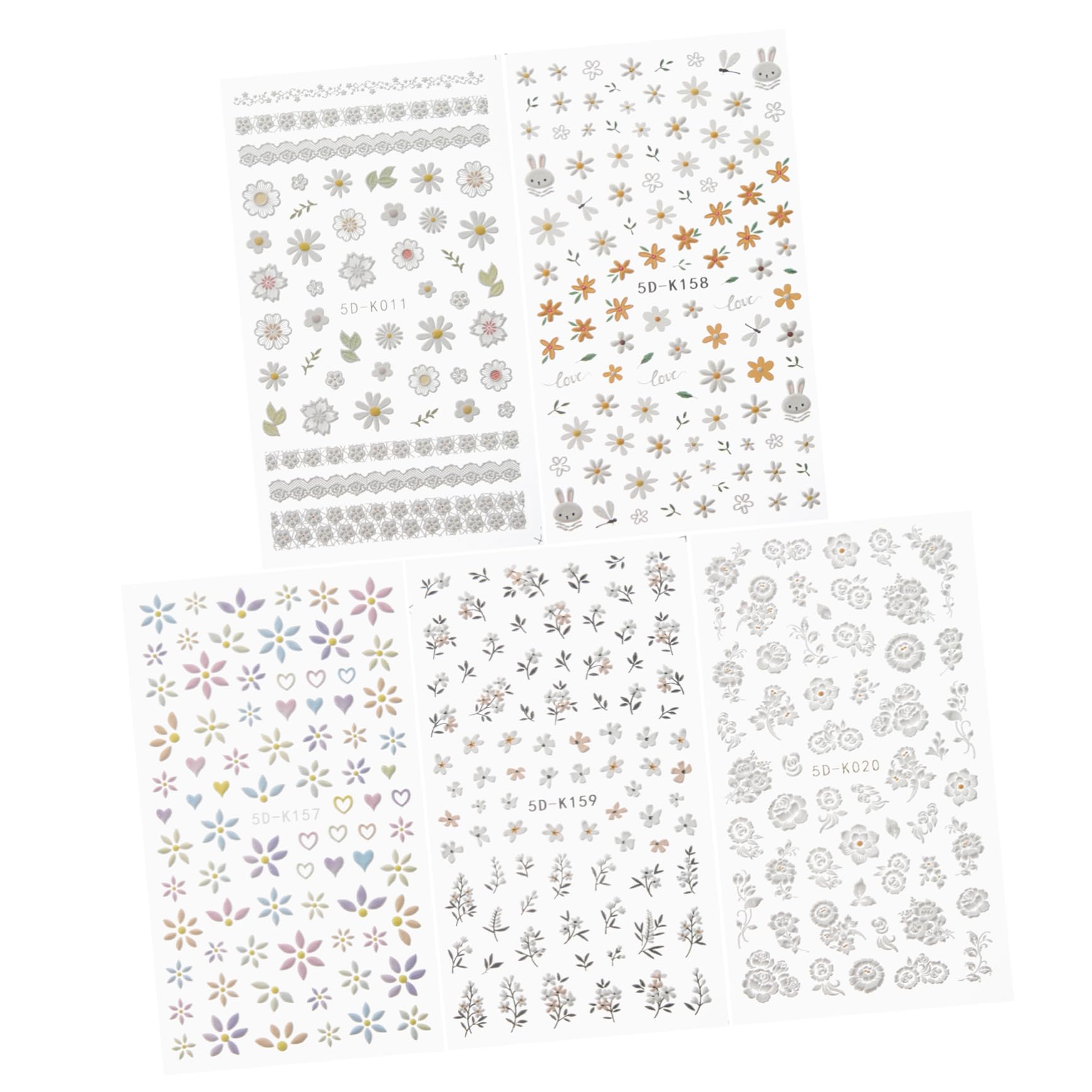 Beavorty 15 Fogli Decalcomanie Decorative Per Unghie Decalcomania Per Unghie Adesivi Per Unghie Per La Decorazione Delle Unghie Carta 5 d Forniture Per Unghie Adesivo