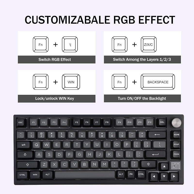 EPOMAKER TH80 SE Wireless Mechanikus Billentyűzet RGB, Hot-Swap, Gaming Gamer PC Mac