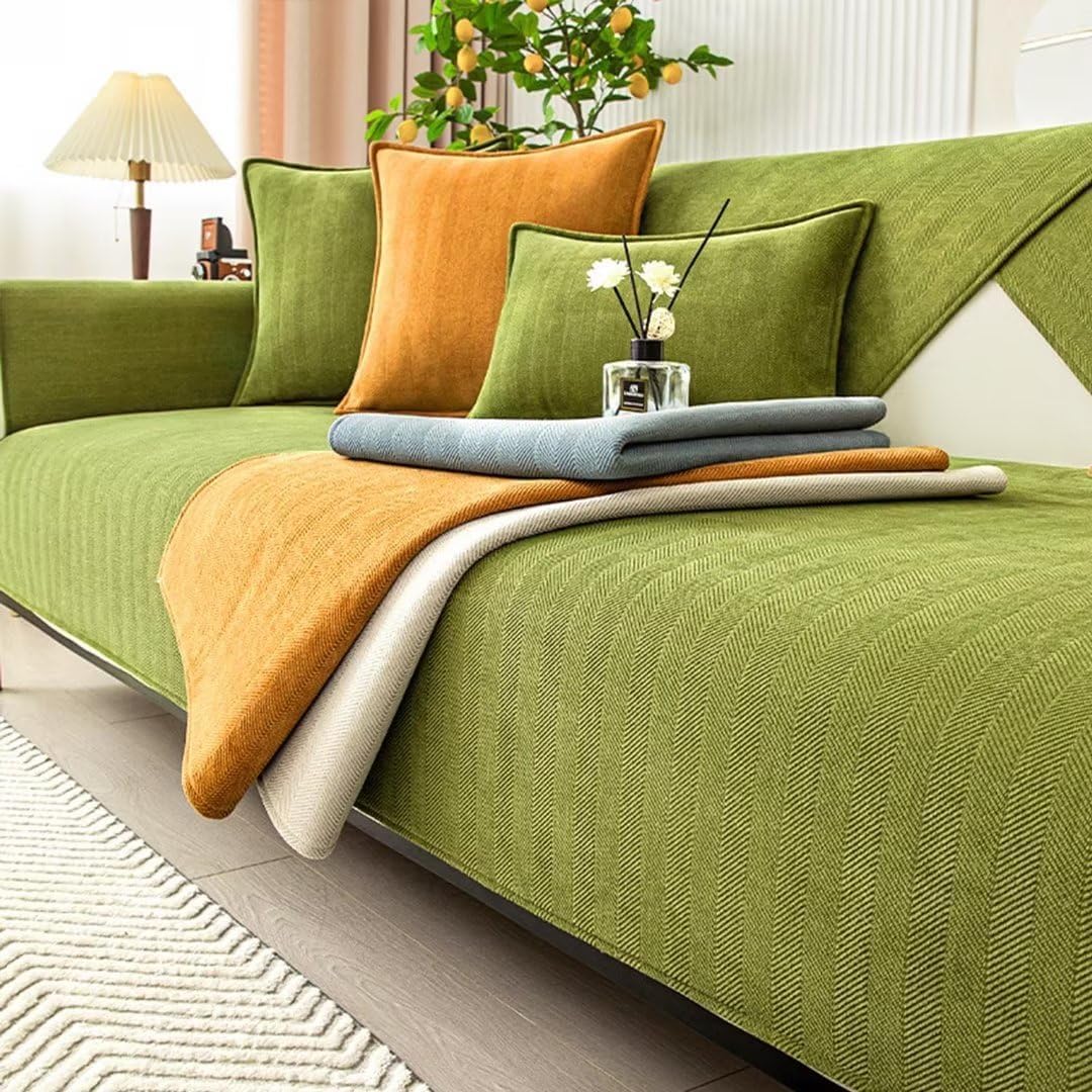 Housse de canapé pour salon familial en chenille protectrice