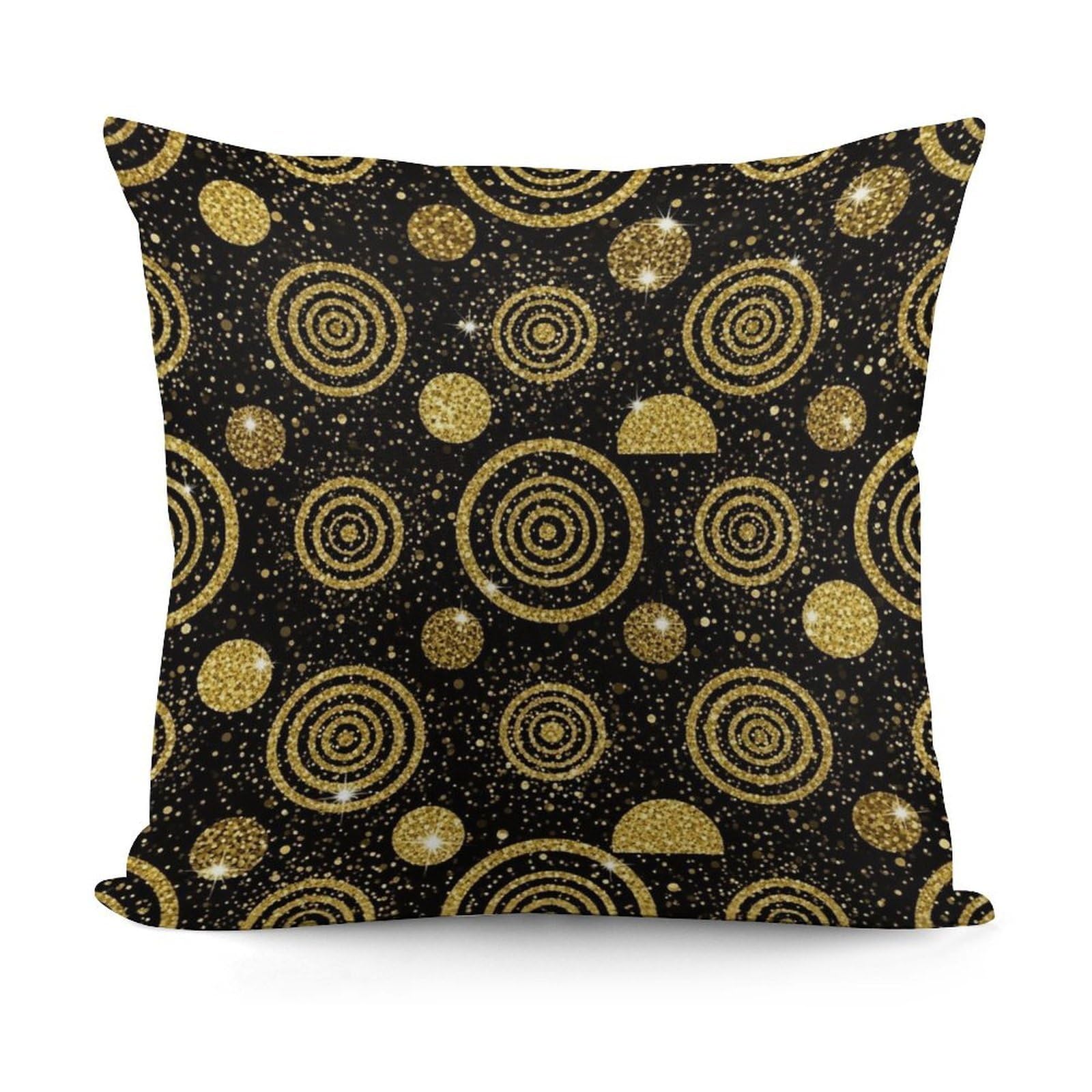 Smazdfxx Picture(105) Soft Andffy Black Gold Glitter Cheetah Leopard Print Square Cushion Cover With Zipper For Sofa, Couch, Living Room Decorative