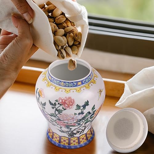 Miniatura 7 de Tarro de jengibre chino con tapa, estilo antiguo, decoración del hogar, retro, flores de porcelana azul y blanca, jarrón cubierto de cerámica,