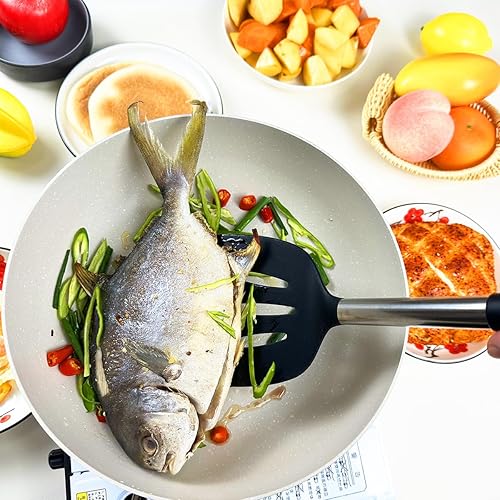 Miniatura 4 de Juego de espátulas de silicona de 5 piezas, resistentes al calor, largas, grandes para utensilios de cocina antiadherentes, uso en cocina, color