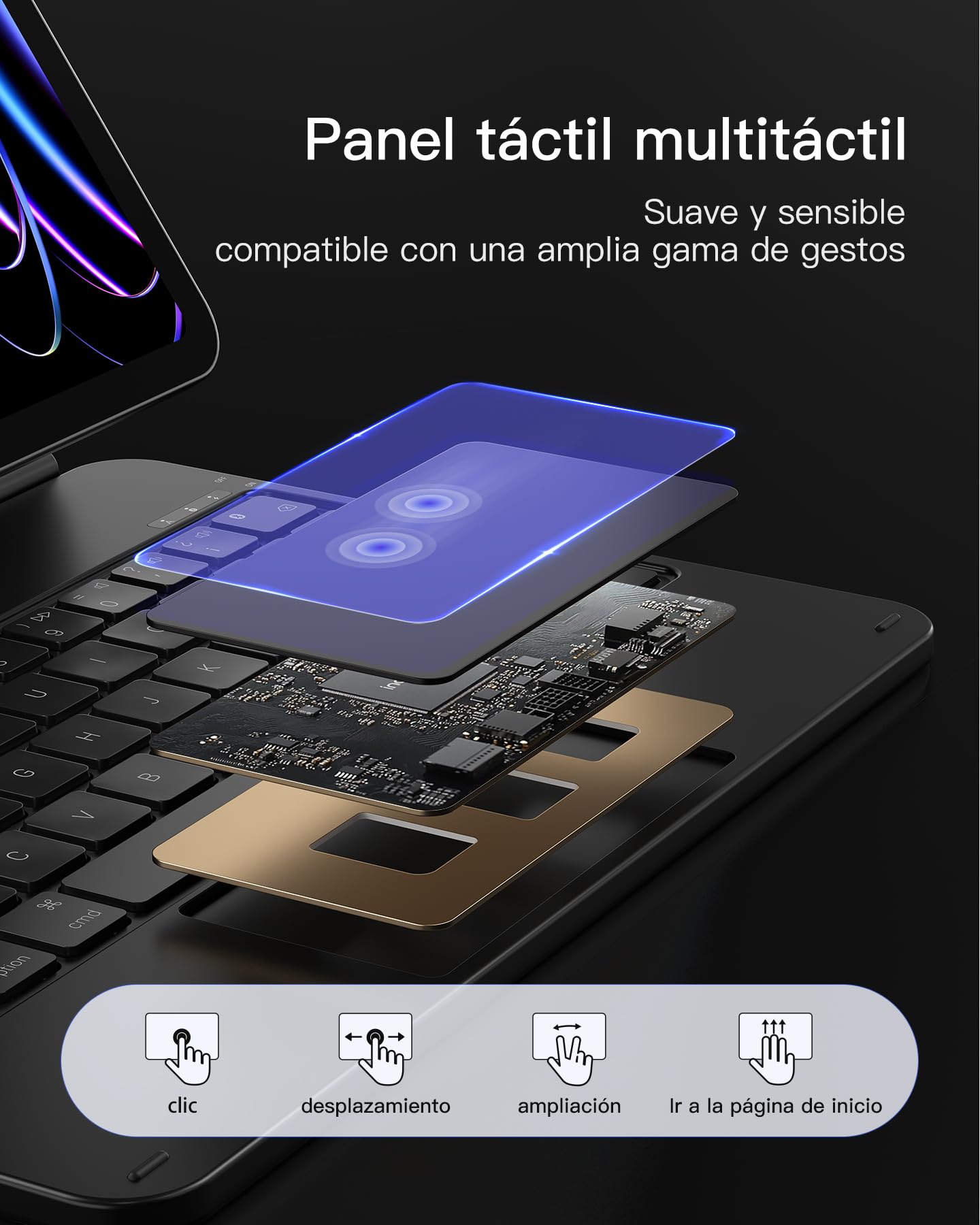 Inateck NeoMagic Funda Teclado Magnético para iPad 10a Generación 10,9 Pulgadas, 11a Generación 2025 A16 11 Pulgadas, Teclado con Trackpad, Soporte Plegable, Retroiluminación de 7 Colores, KB09119-10