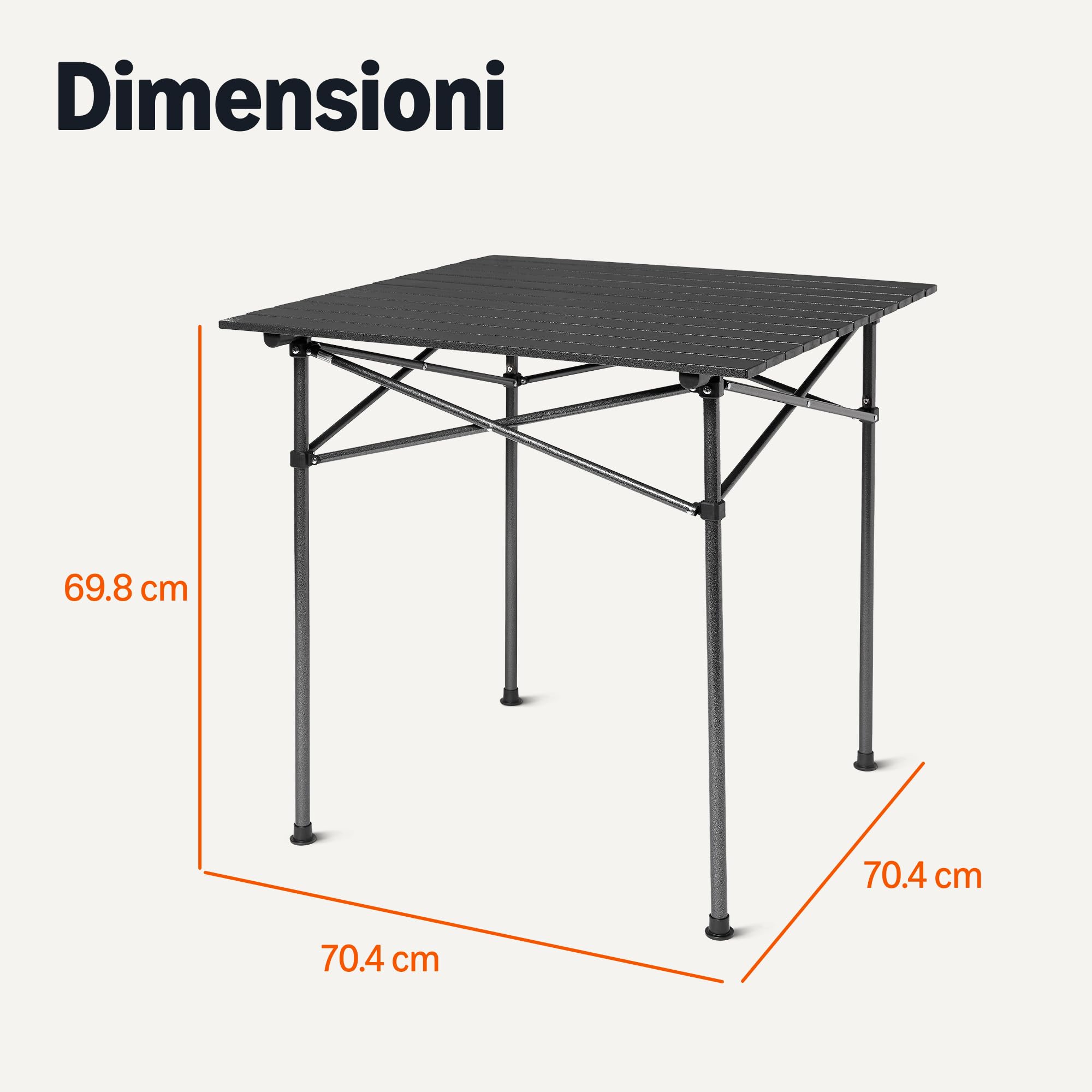 Amazon Basics Tavolo da Campeggio, Alto, 70.2 cm (L) x 70.2 cm (P) x 70 cm (A), Nero