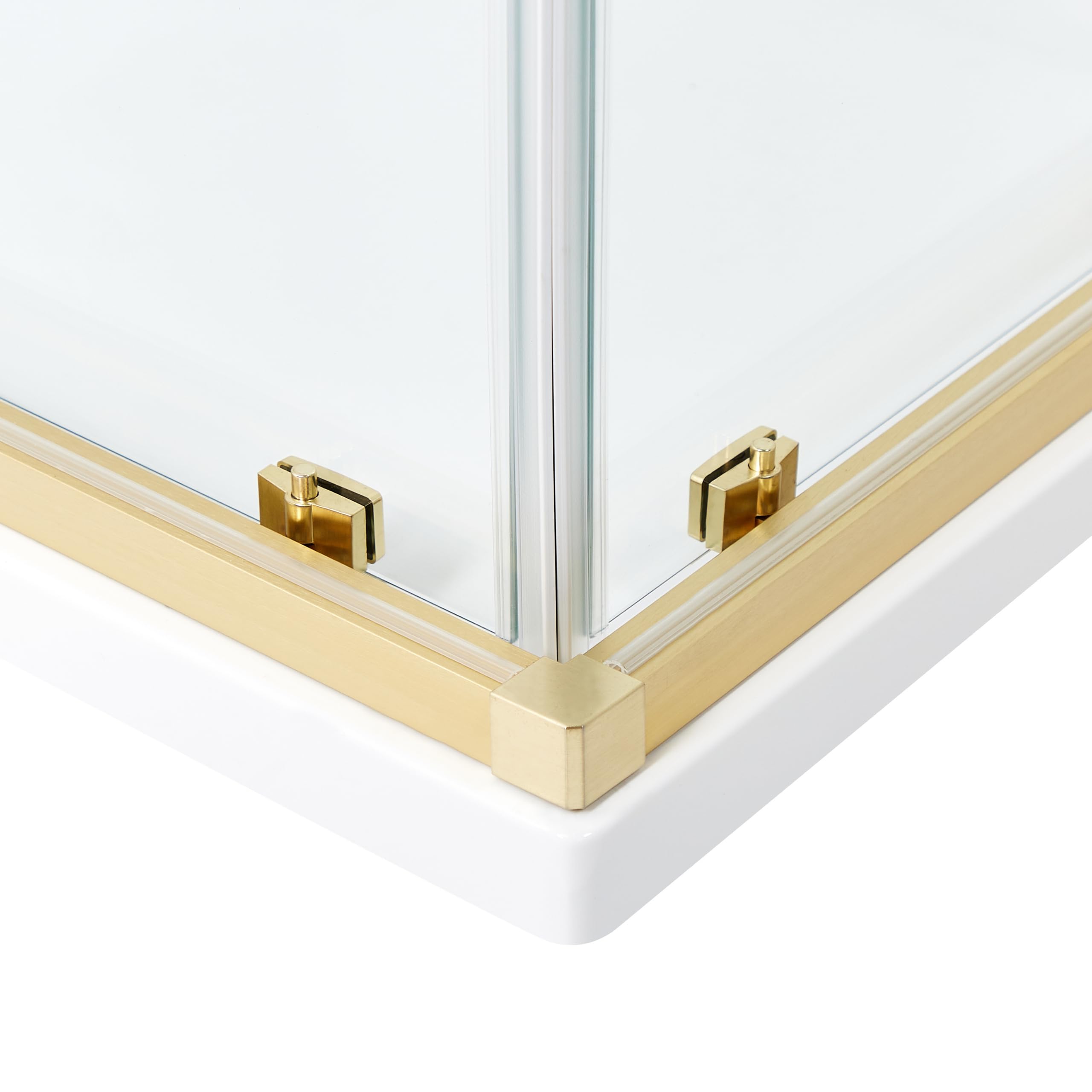 Cabina de ducha vidrio templado puerta doble corredera dorado 90 x 90 x 185 cm Tela