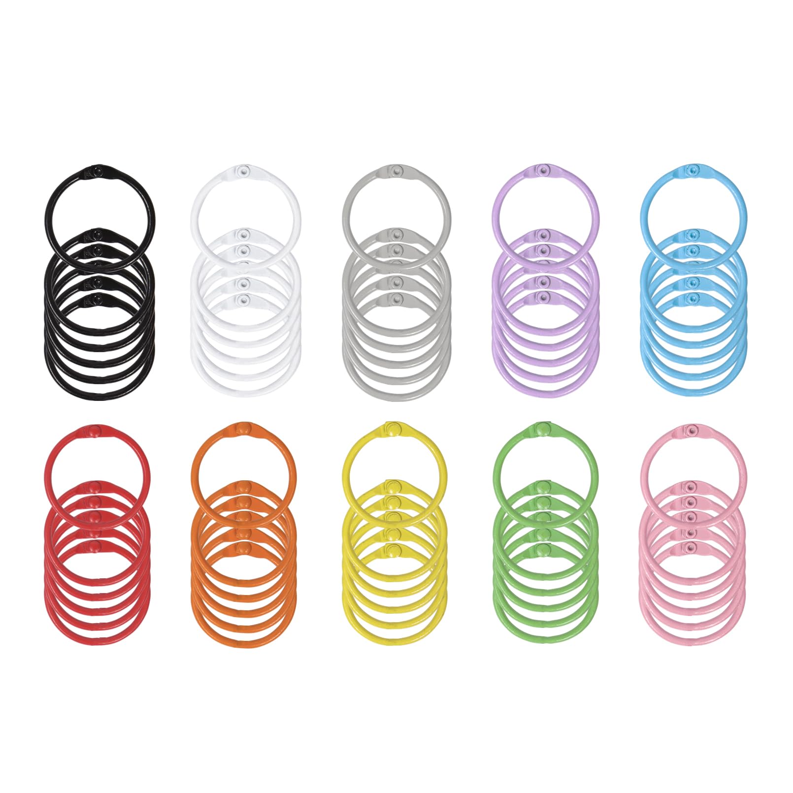 60 Pcs Metal Binder Rings - 30mm/1.2 inch, 10 Colors, 10 Colors(60Pcs)