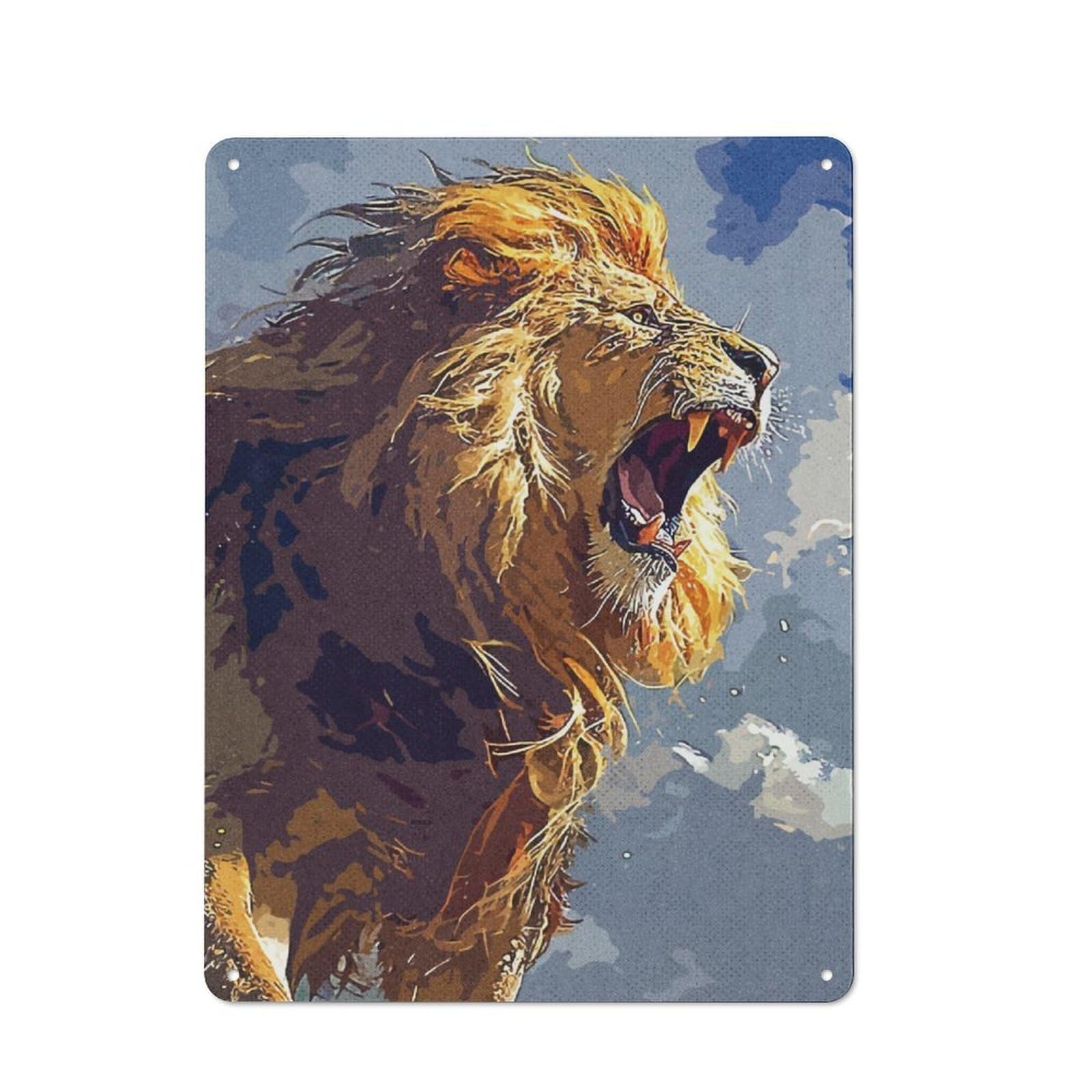 Junmoney Lions Roar Retro-Style Tin Sign 40X30cm For Kitchen Or Home Bar, Suited To Kitchen Decor Lovers