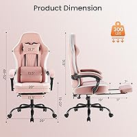 Vista 23 de DUMOS Silla de juegos con reposabrazos de conexión, sillas de videojuegos con cojín de resorte de bolsillo, silla ergonómica para computadora