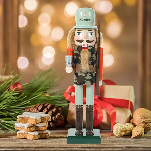 Miniatura 7 de ABOOFAN Figuras de cascanueces de Navidad de madera, soldado cascanueces de Navidad, cazador de marionetas, adorno para decoración de mesa de