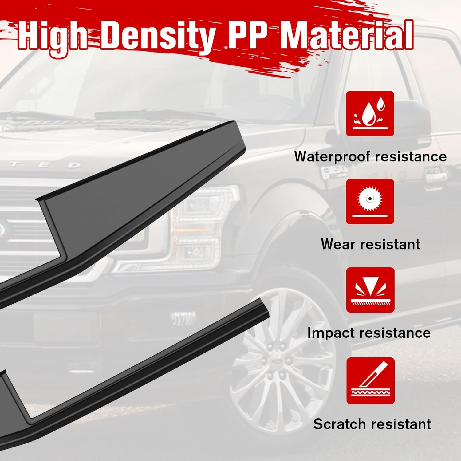 Tailgate Top Trim Cap Cover Molding with Flex Step for Ford F150 2015-2020, Combined Flex Step Tailgate Protector Cap Top Trim Protector, Replace #FL3Z9941018AB