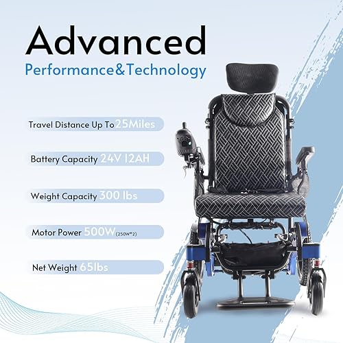 Miniatura 21 de Culver Mobility Shawk Silla de ruedas eléctrica para adultos, sillas de ruedas plegables ligeras todo terreno, silla de ruedas eléctrica motorizada