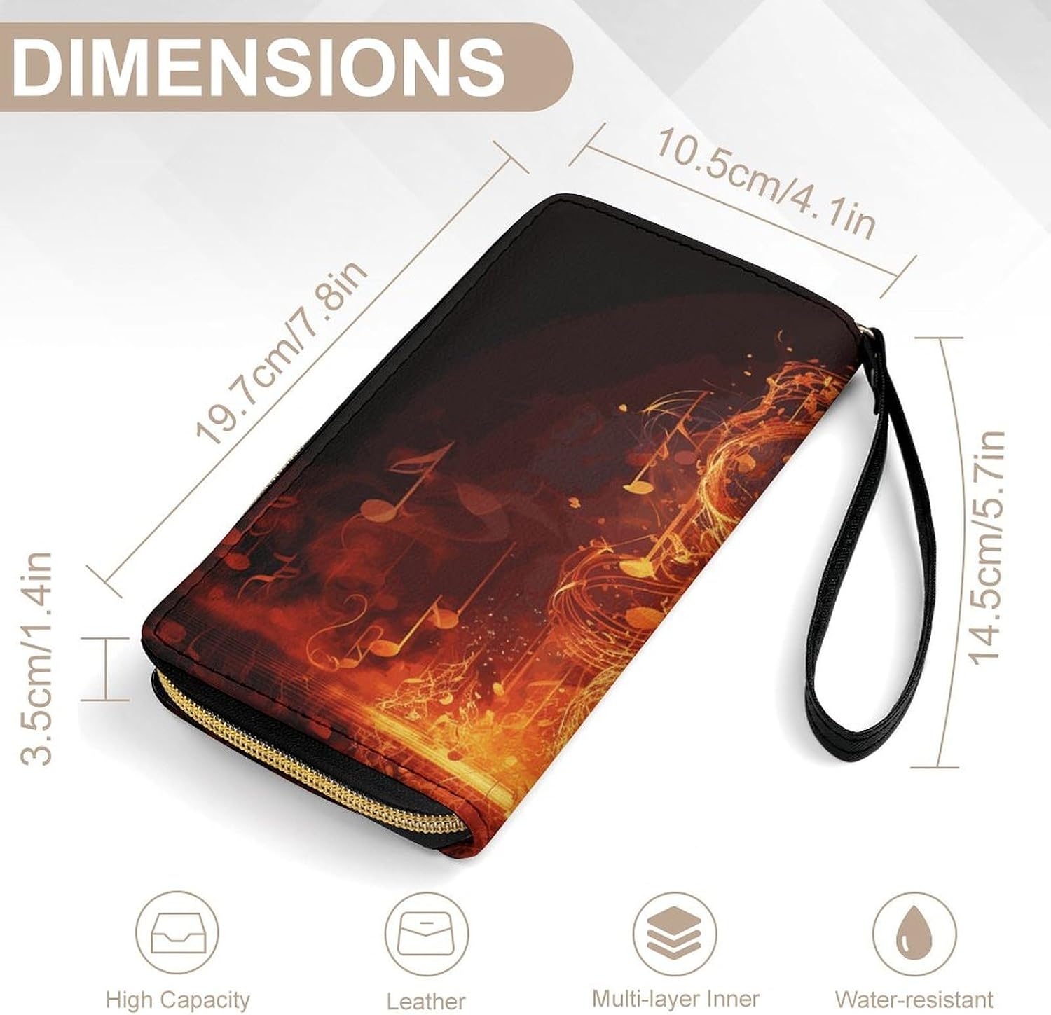 Red Flame Music Note Card Holder Wallet Change Purse image 2