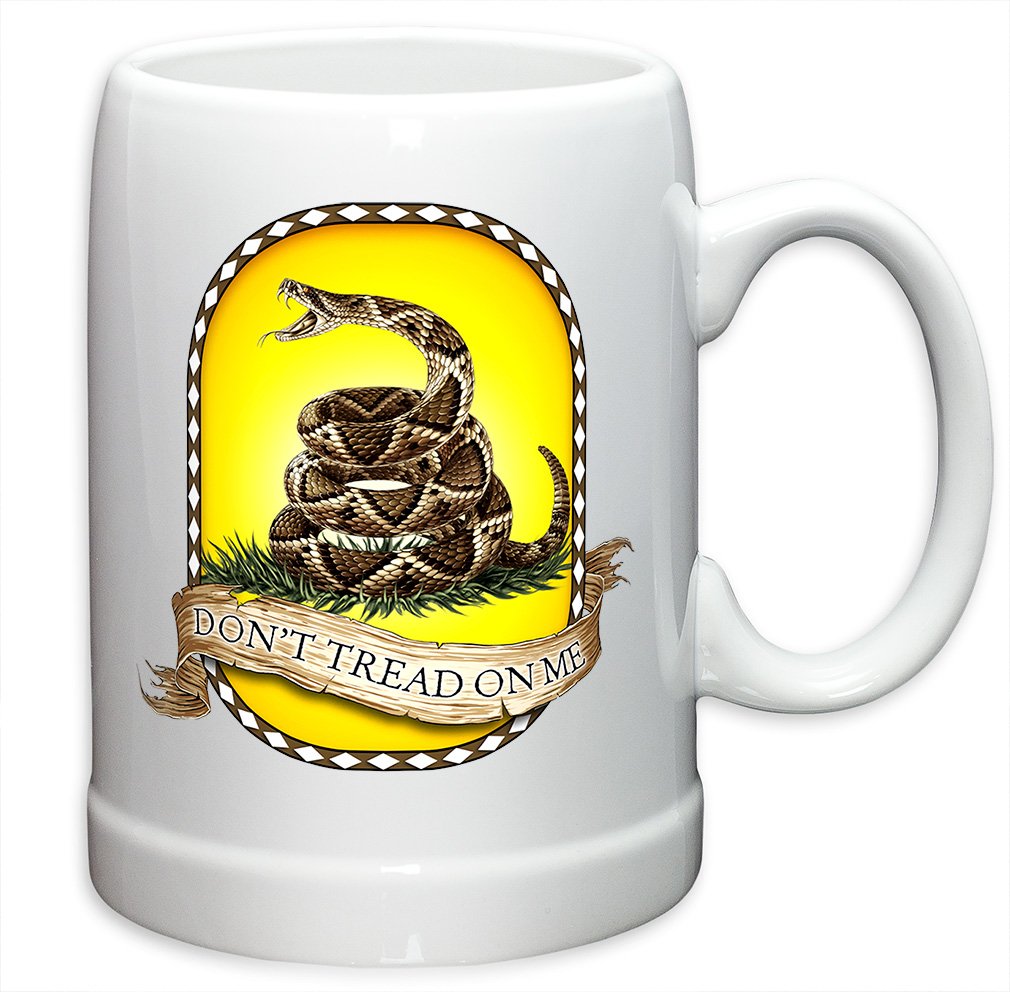 Erazor Bits German Beer Stein ? US Marine Corps Gifts for Men or Women ? Don?t Tread On Me Stoneware Beer Stein ? USMC Beer Glasses with Logo (20 Ounces)