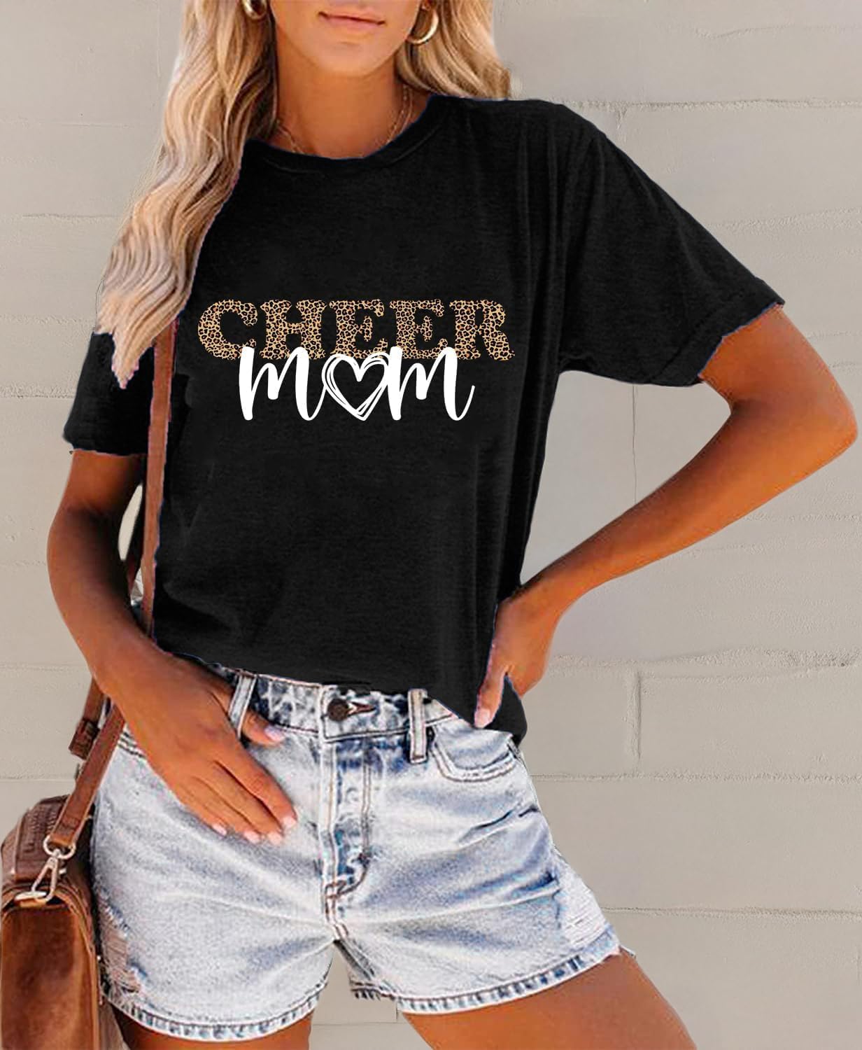 Cheer Mom T-Shirt for Women Game Day Cheerleading Mom Funny Graphic Sports Season Top - Image 5