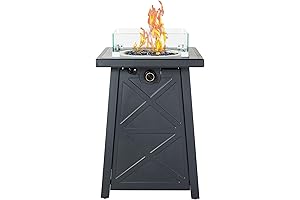 Outdoor Propane Fire Pit 19.5 Inch Contemporary Column Fire Table