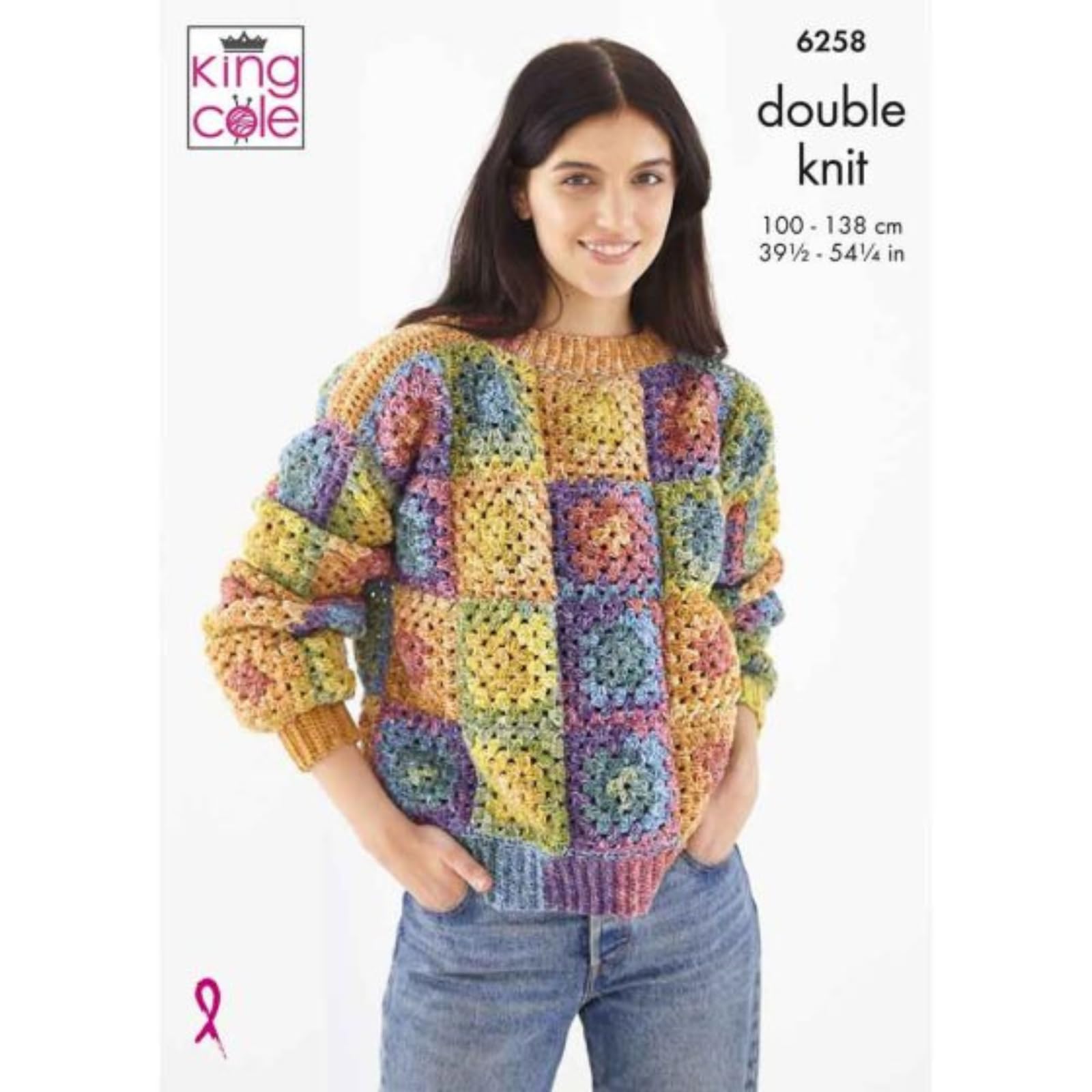King Cole Ladies Double Knit Crochet Pattern Granny Square Cardigan & Jumper (6258)