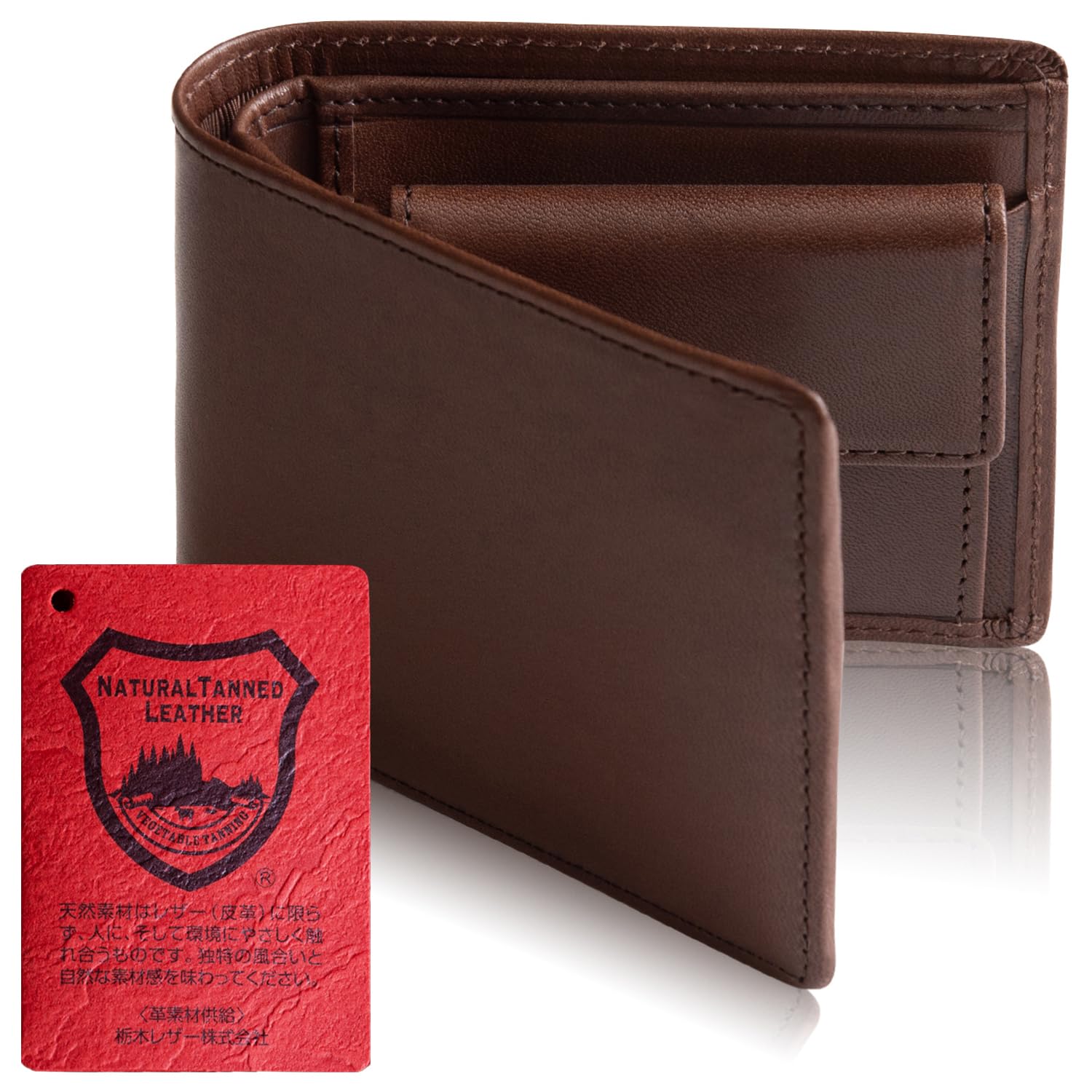 【 Tochigi Leather 】 Men's Wallet Bifold Red Tag Attached 【Featured on Sogetsu George's Setagaya Base】 Tochigi Bifold Men's Wallet Bifold Wallet 13' : Clothing, Shoes & Jewelry