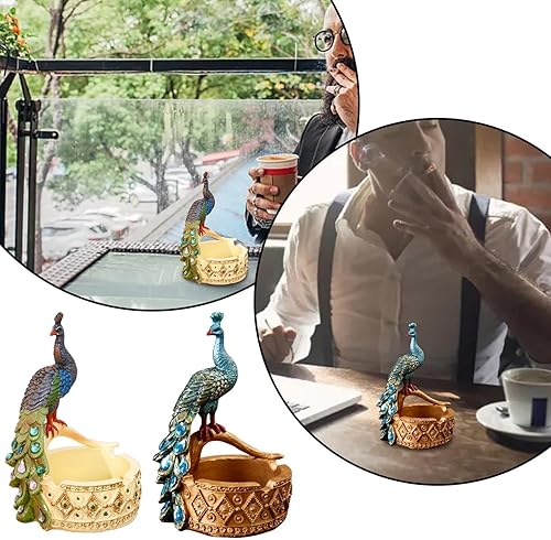 Miniatura 2 de Cenicero de resina de pavo real de alta calidad, creativo en forma de animal, adorno clásico de pavo real, adorno de pavo real para cenizas de pavo