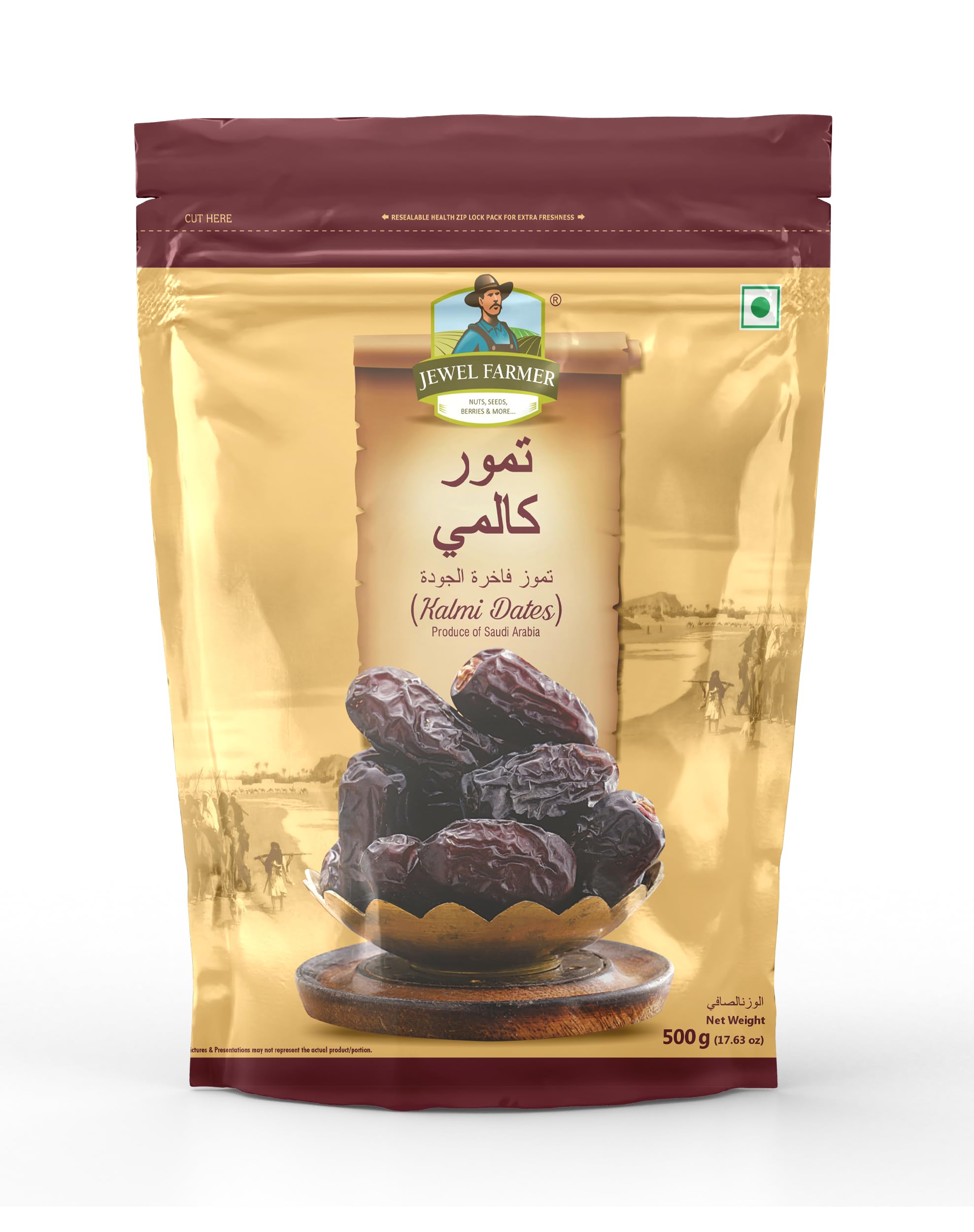 JEWEL FARMER Kalmi Dates with Protein, Fiber & Carbs, Ready to eat Unsulfured Saudi Arabian Soft Dried Khajoor (500g) (B0C9QGZL8K) Amazon Price History, Amazon Price Tracker