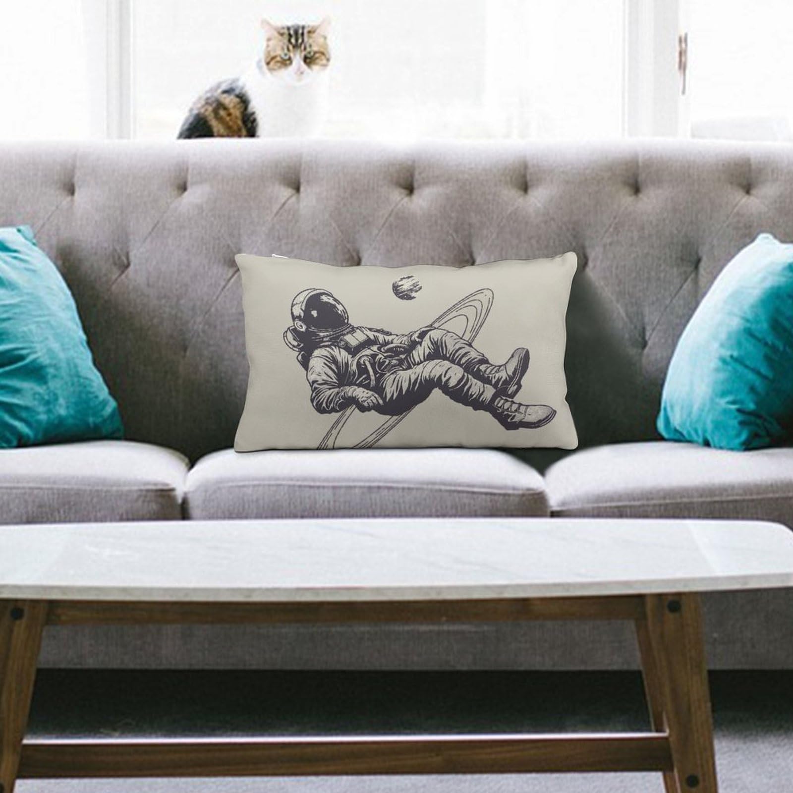 NTVOWPZO Decoration Throw Pillow Covers 8"x12" Pillowcases Covers Astronauts and Saturn Soft Pillowcases Modern Farmhouse Home Decor Sofa Cushions Covers for Couch Bed Living Room