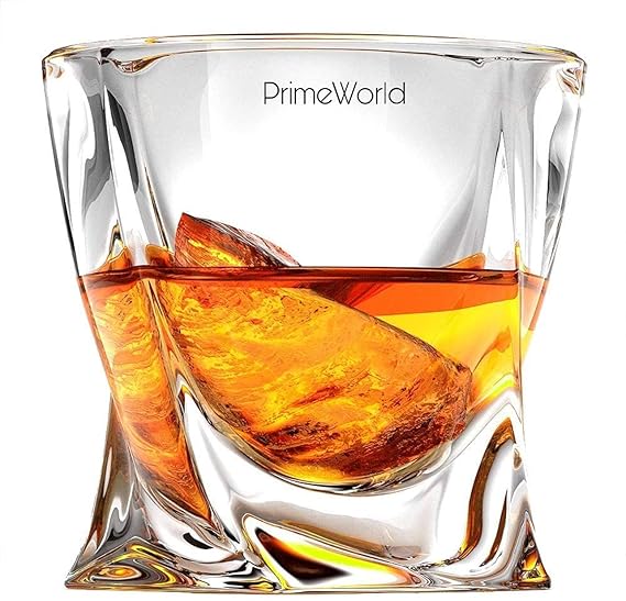 PrimeWorld Twist European Design Whisky Glass with Box Packing, 300 ml, 10 oz -Set of 6 Piece
