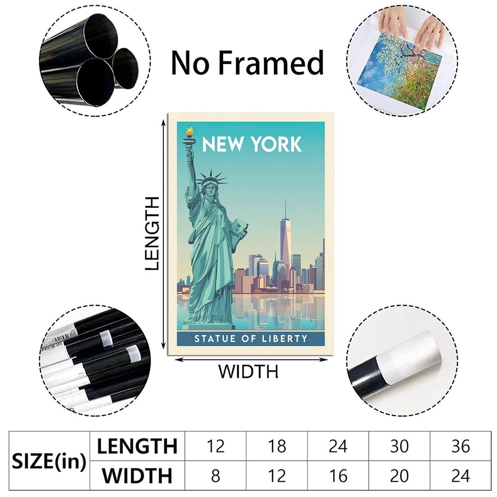 New York - poster della Statua della libertà - disegno | ai illustrator file | US$5.00 each | Ai & PNG File