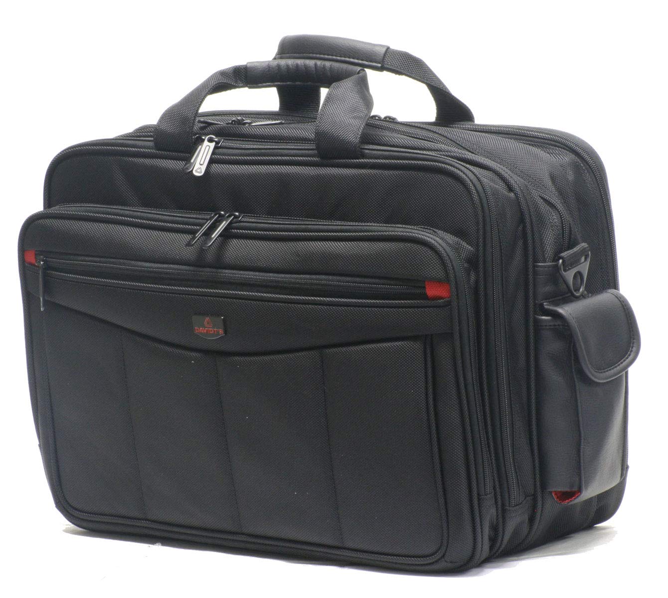 DAVIDT'S Porte Documents et Ordinateur Noir - 4 Compartiments Extensibles avec Fermetures Zippées - Polyester - 1 Unité - 47 x 32 x 17 cm