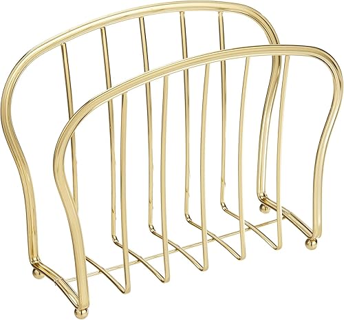mDesign Revistero decorativo de alambre de metal, organizador Estante de pie para revistas, libros, periódicos, tabletas, computadoras portátiles