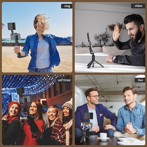 Miniatura 7 de Palo selfie portátil con luz de relleno y trípode para teléfono, extensible hasta 26 pulgadas, compatible con la mayoría de teléfonos inteligentes