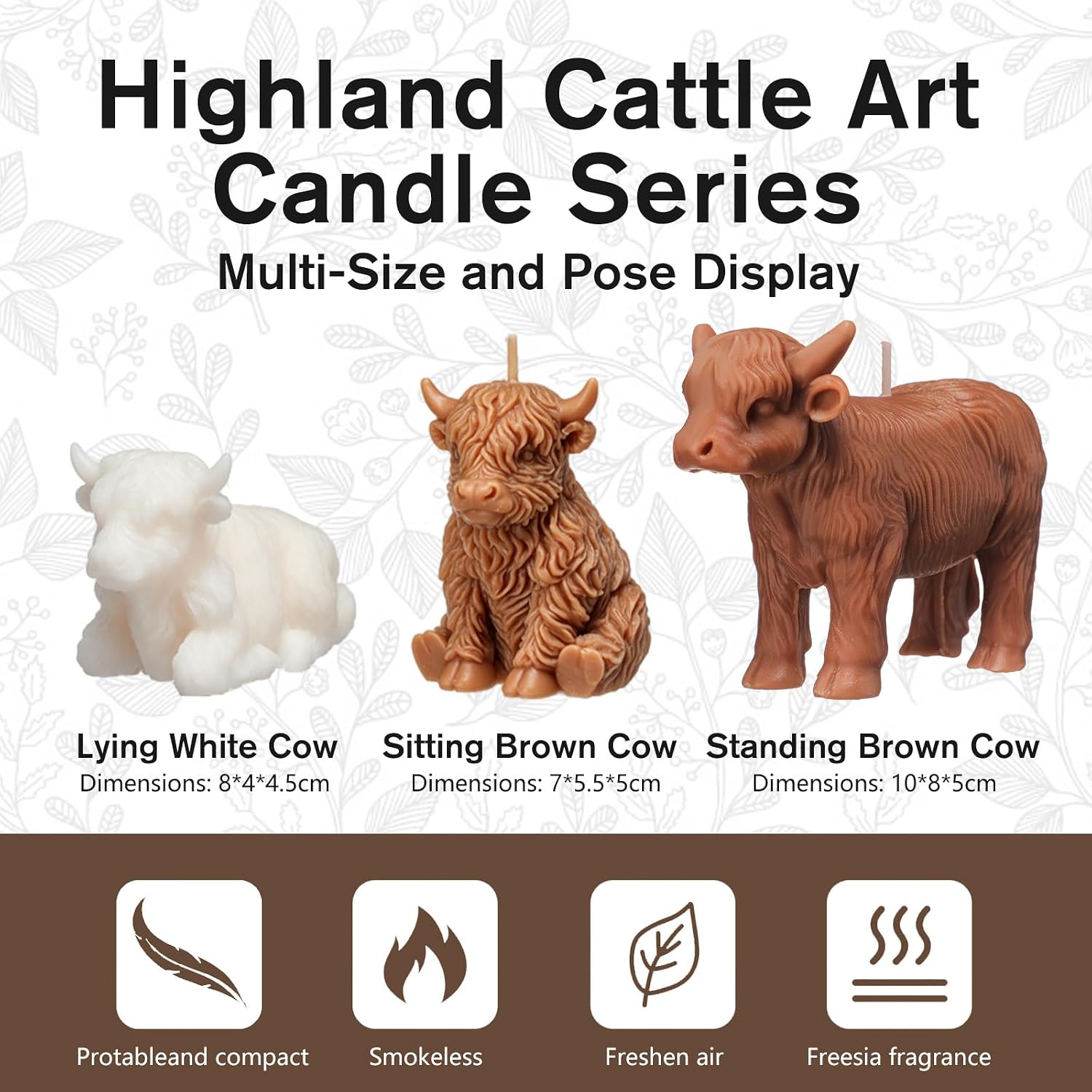 Nuanchu 3 Pcs Highland Cow Candles, Farmhouse Home Decoration