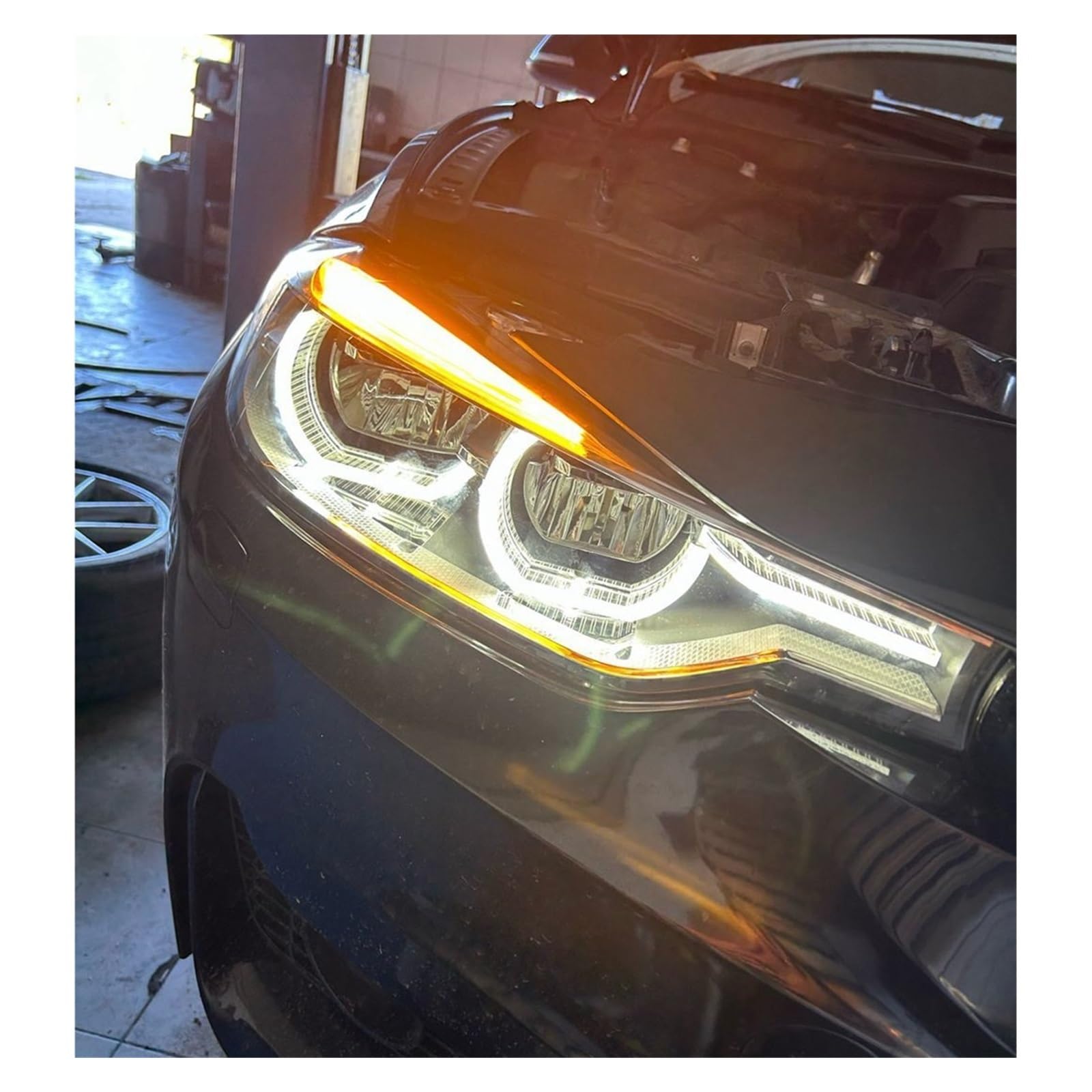Fari Anteriori per BMW Serie 3 F30 F35 2013-2019, Gruppo Ottico con luci diurne a LED (DRL), Accessori per luci Anteriori (sostituiscono i fari allo Xeno/2 Pezzi).